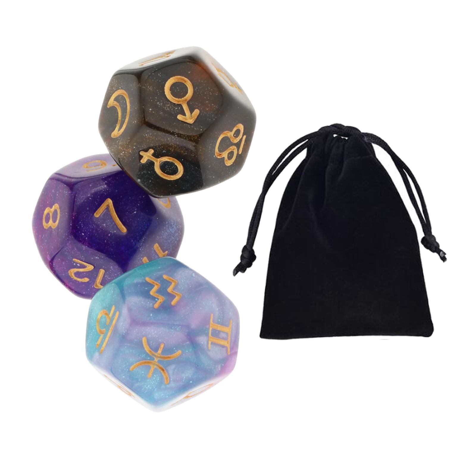 3x3Pcs Acrylic Astrological Dice Constellation Dice for gifts Style B