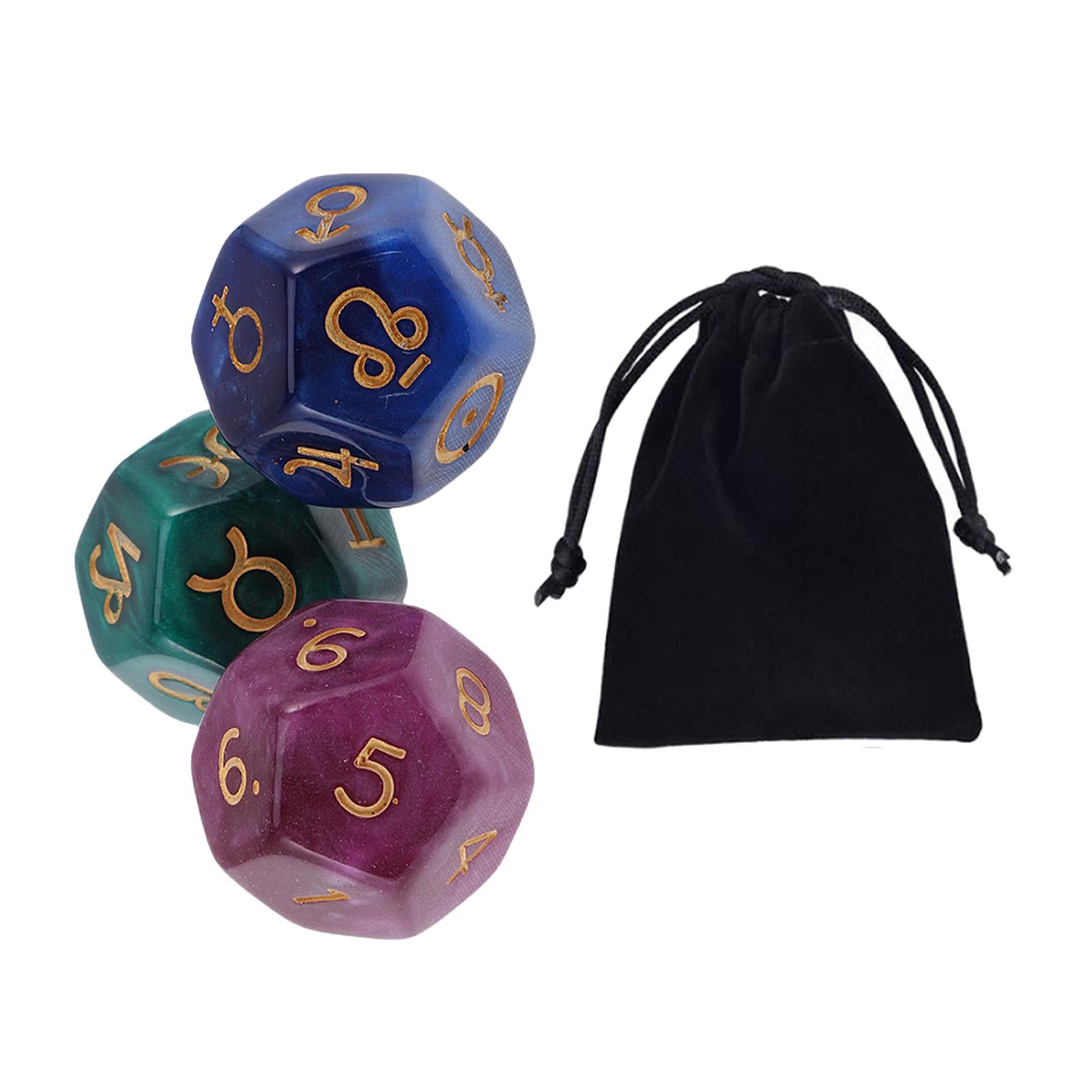 4x3Pcs Acrylic Astrological Dice Constellation Dice for gifts Style C