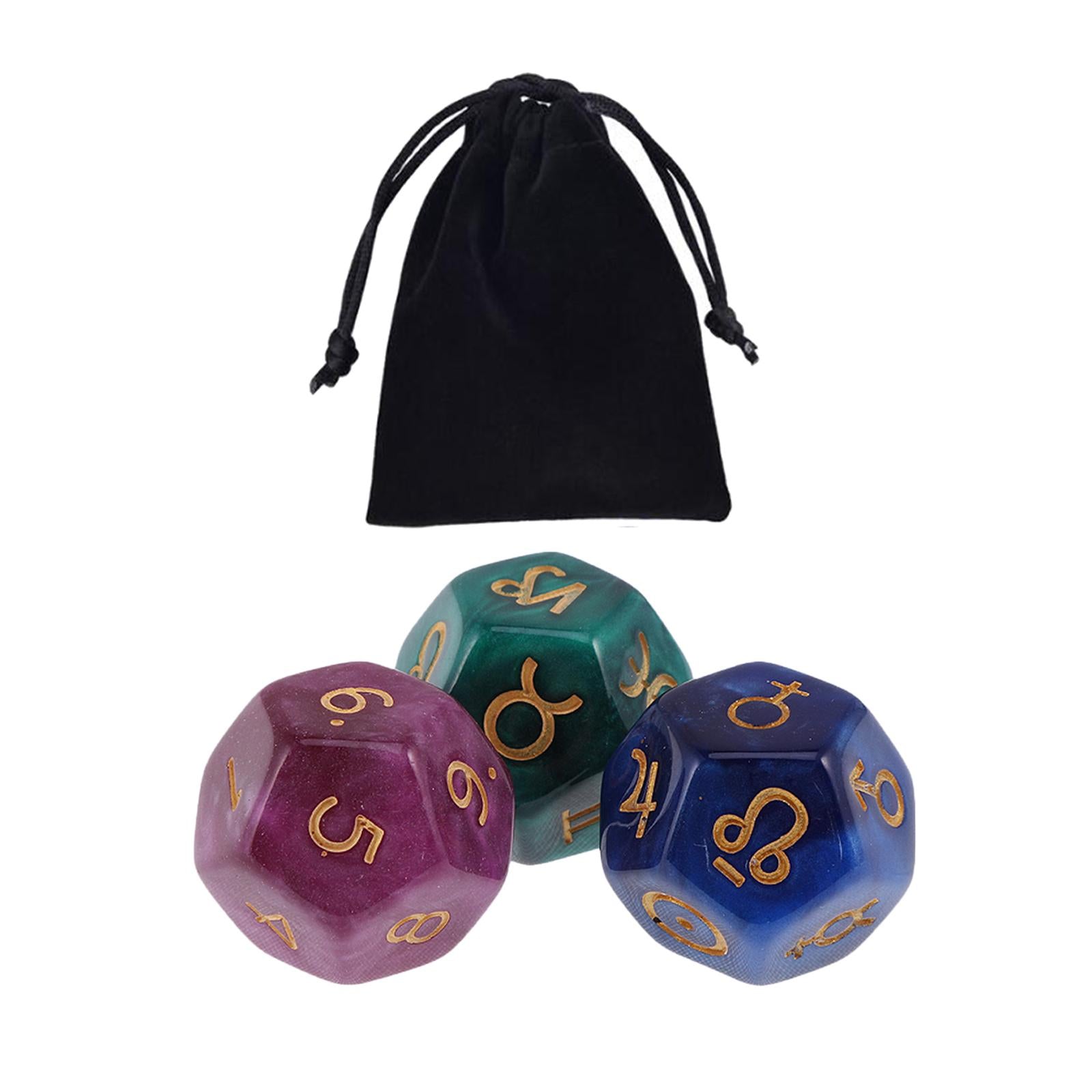 4x3Pcs Acrylic Astrological Dice Constellation Dice for gifts Style C