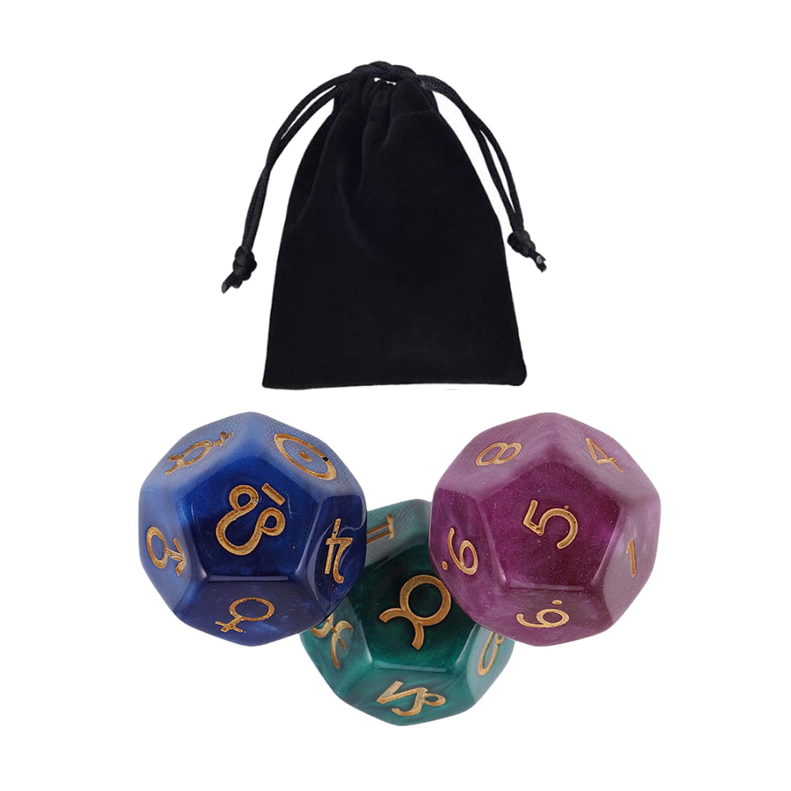 4x3Pcs Acrylic Astrological Dice Constellation Dice for gifts Style C