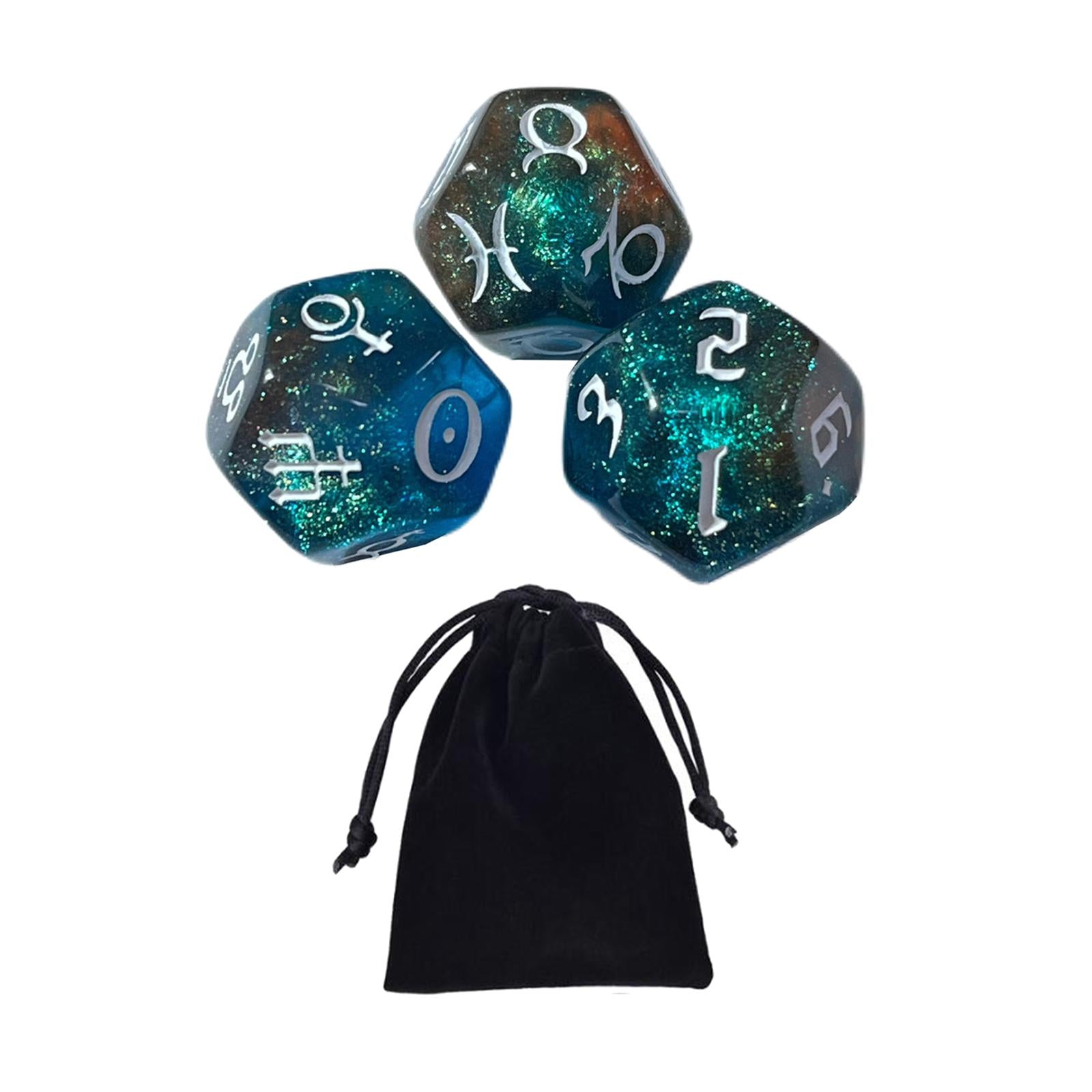 3x3Pcs Acrylic Astrological Dice Constellation Dice for gifts Style D