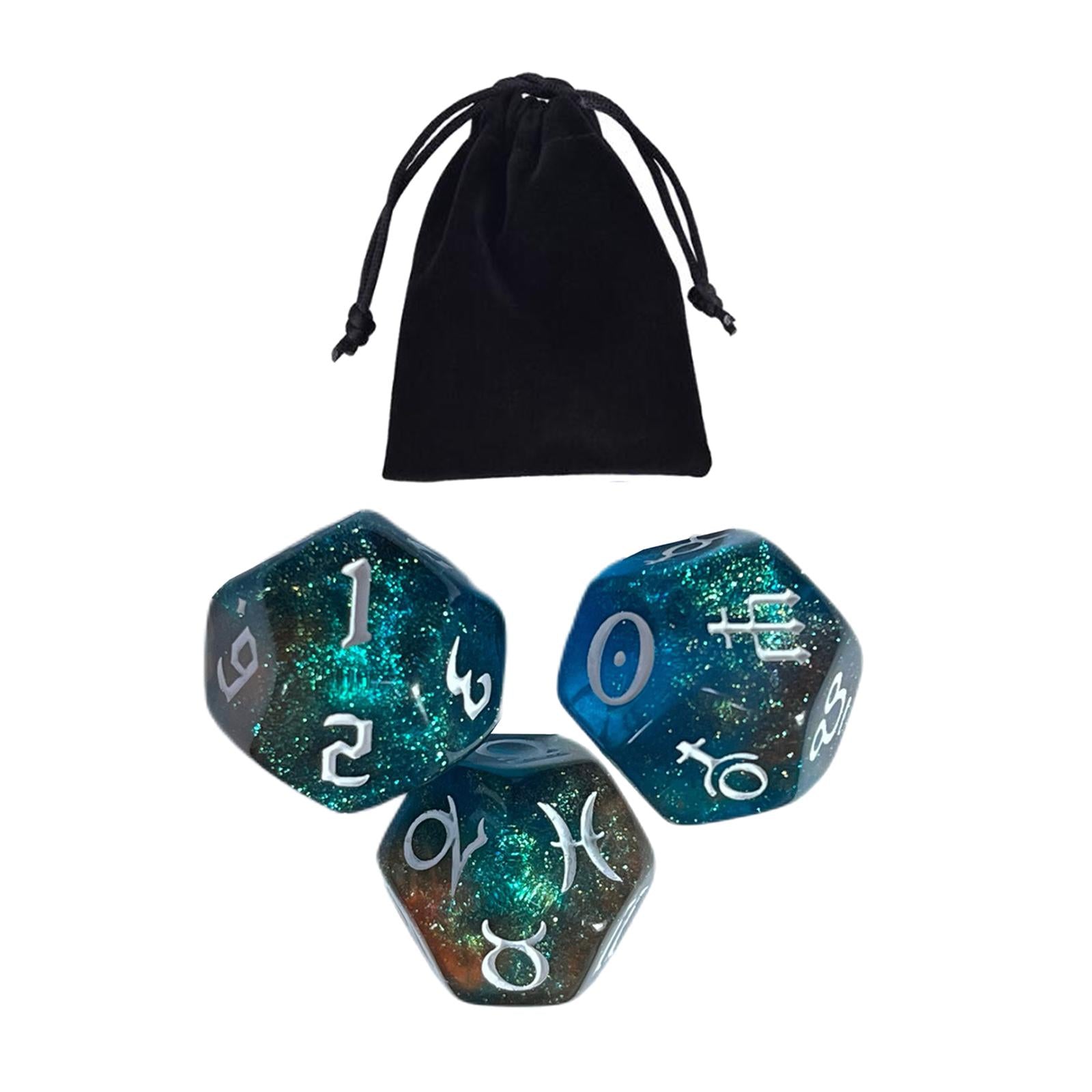 3x3Pcs Acrylic Astrological Dice Constellation Dice for gifts Style D