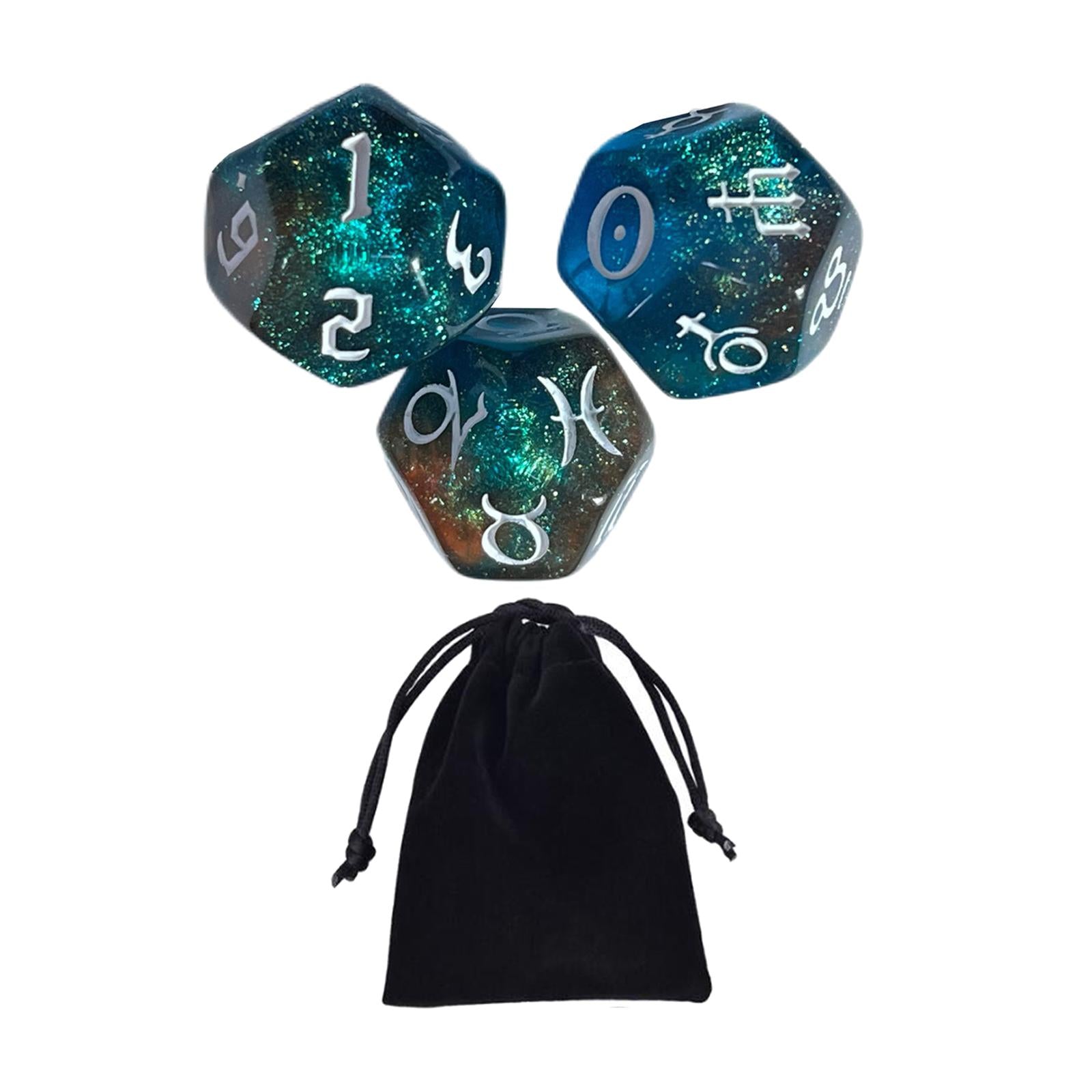 4x3Pcs Acrylic Astrological Dice Constellation Dice for gifts Style D