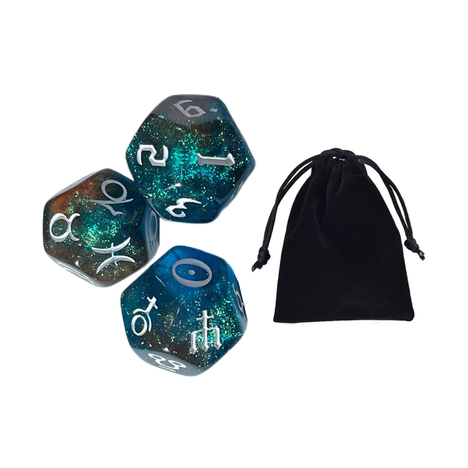 3x3Pcs Acrylic Astrological Dice Constellation Dice for gifts Style D