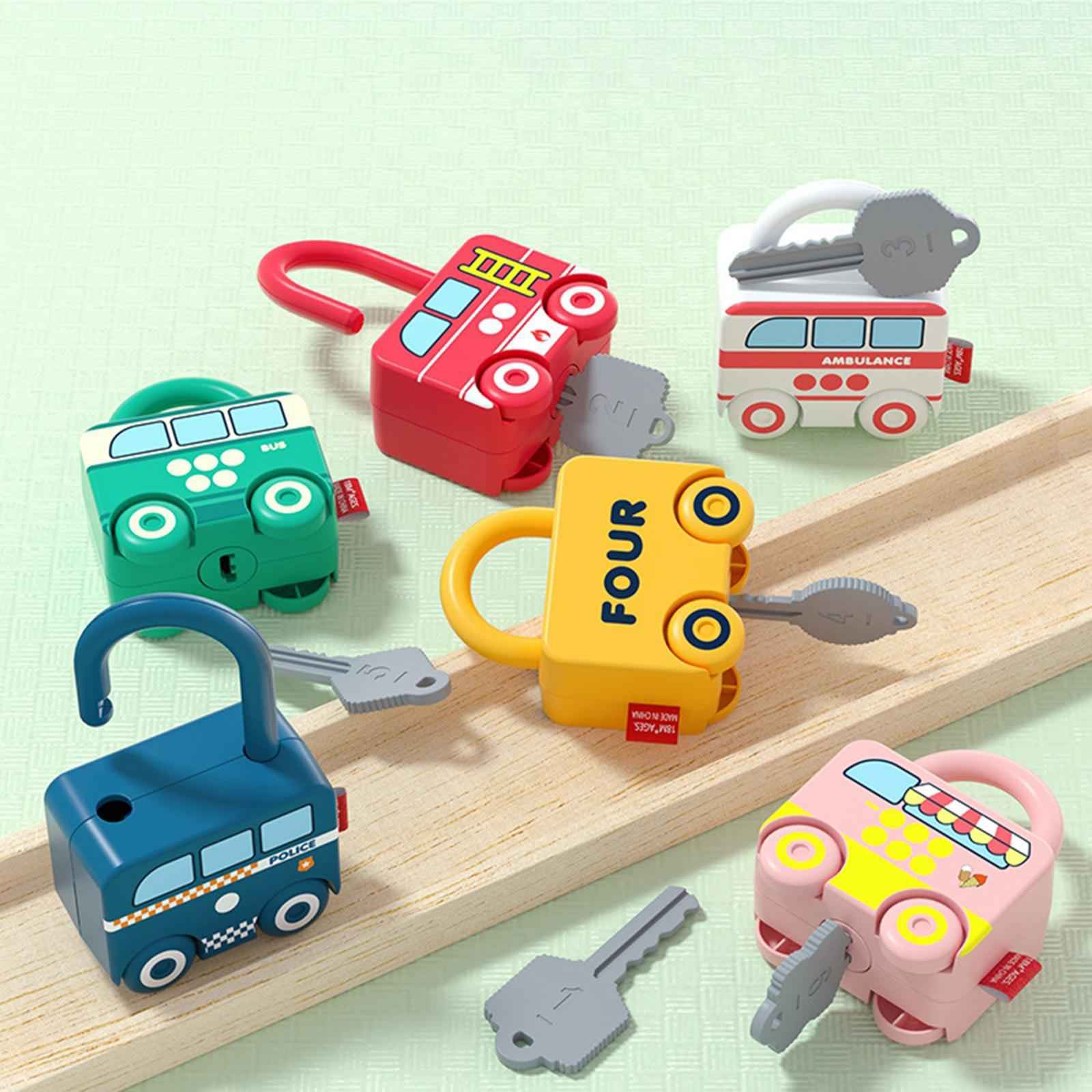 Lock and Key Car Toy Practical Skill Matching Toys for Preschool Children Fire Truck