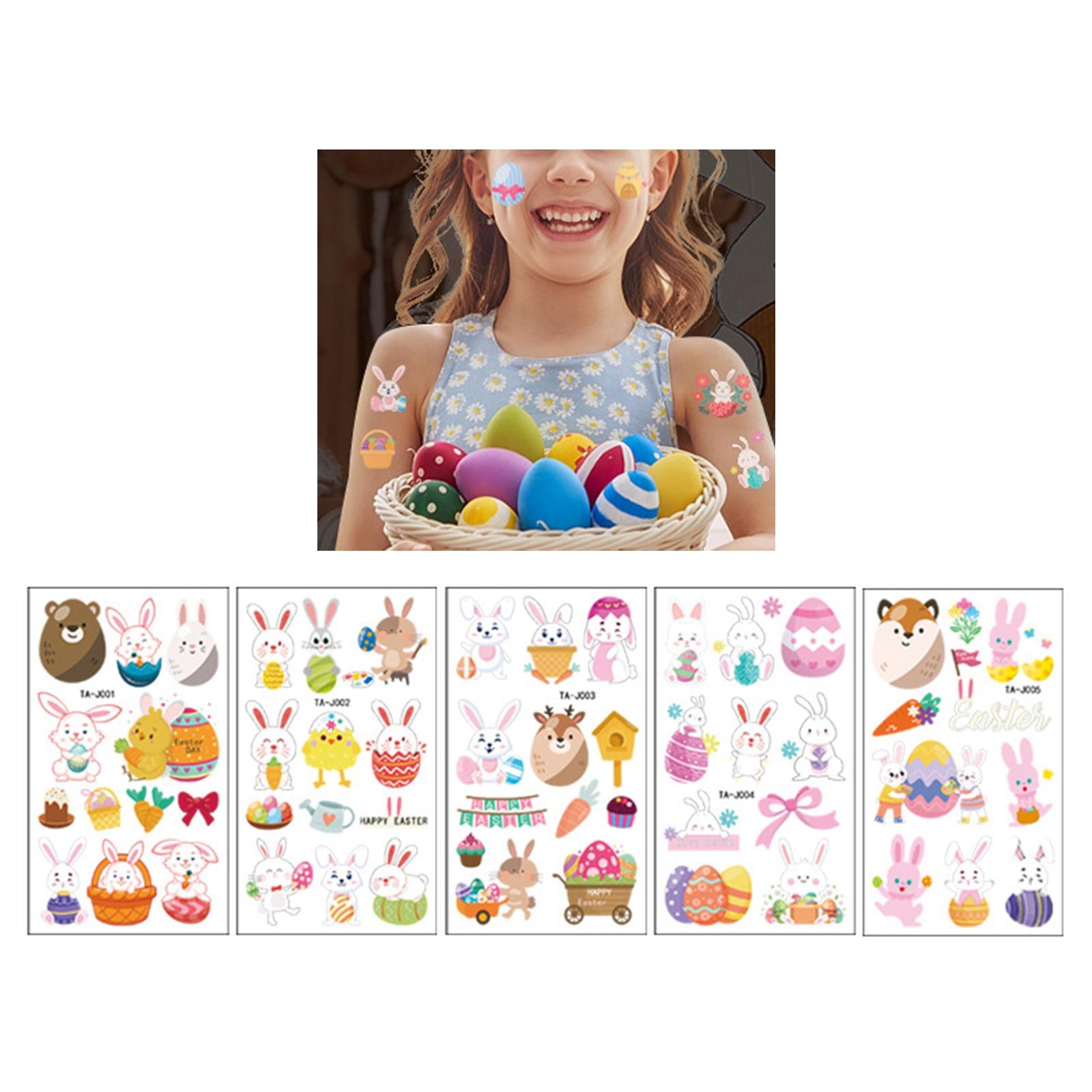 2xTemporary Stickers Waterproof Easter Basket Face Sticker for Paper Works