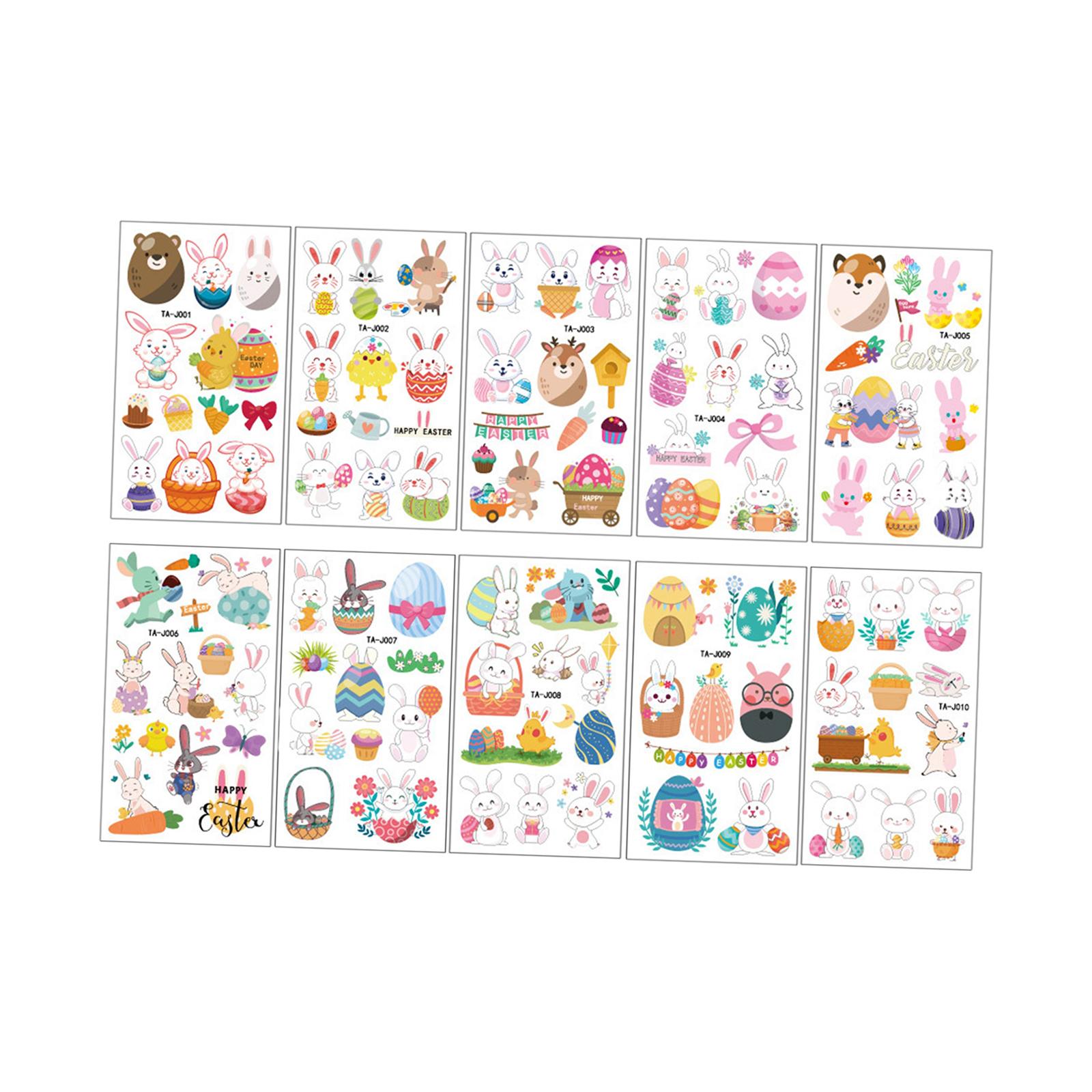 2xTemporary Stickers Waterproof Easter Basket Face Sticker for Paper Works