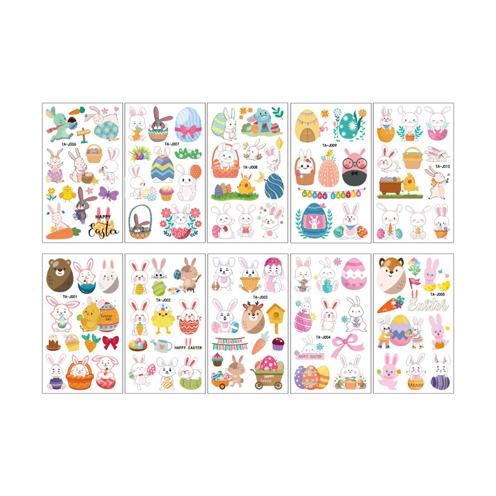 3xTemporary Stickers Waterproof Easter Basket Face Sticker for Paper Works