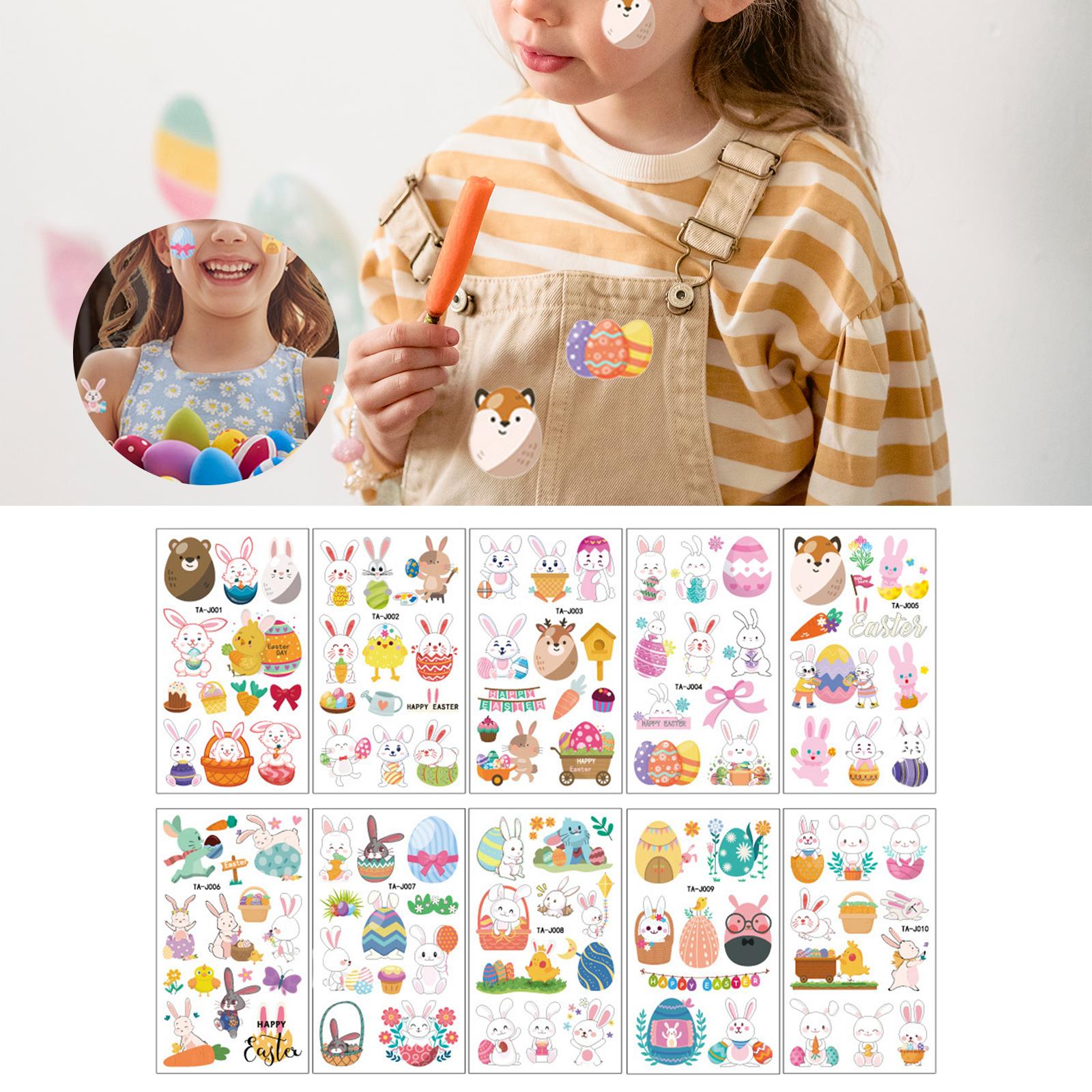 2xTemporary Stickers Waterproof Easter Basket Face Sticker for Paper Works