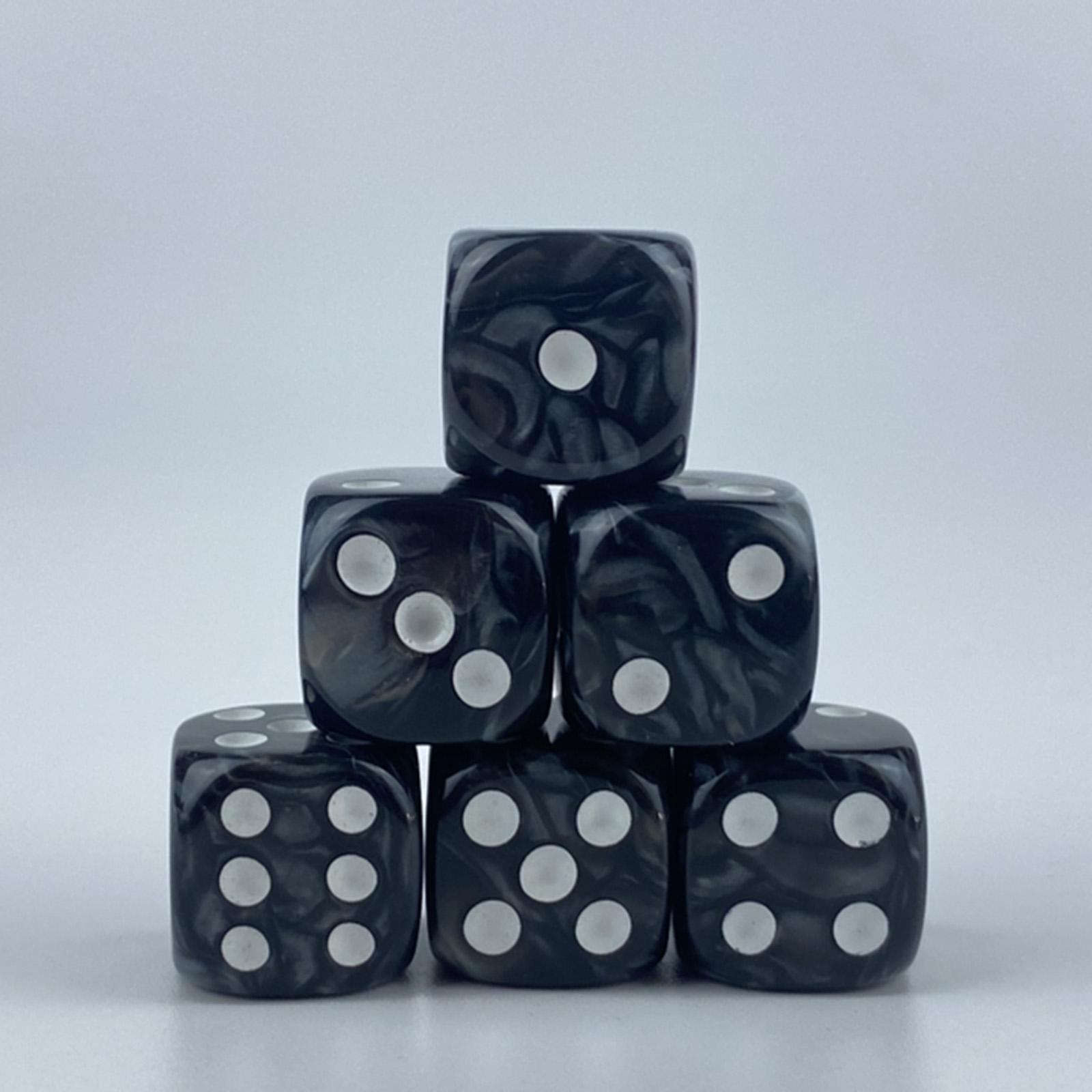 2x10x 6 Sided Dices Set Playing Dices Game Dices for KTV Role Playing Game Black