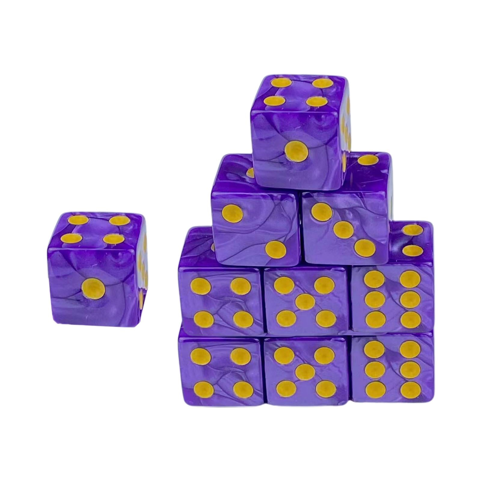 3x10x 6 Sided Dices Set Entertainment Toys 16mm Dices for Table Game Card Game Amaranth 