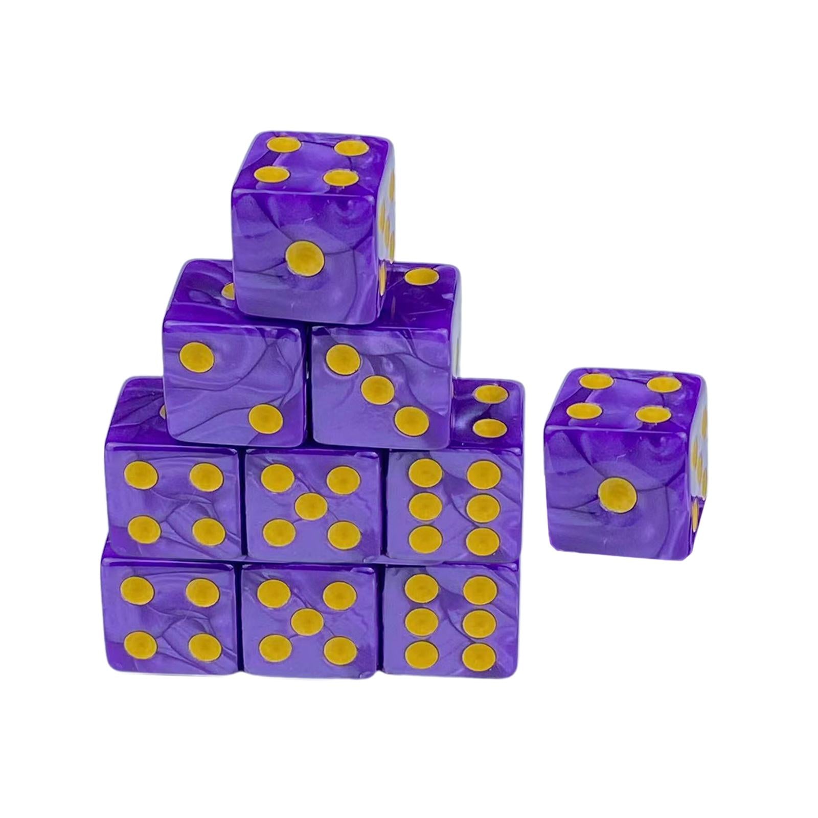 4x10x 6 Sided Dices Set Entertainment Toys 16mm Dices for Table Game Card Game Amaranth 