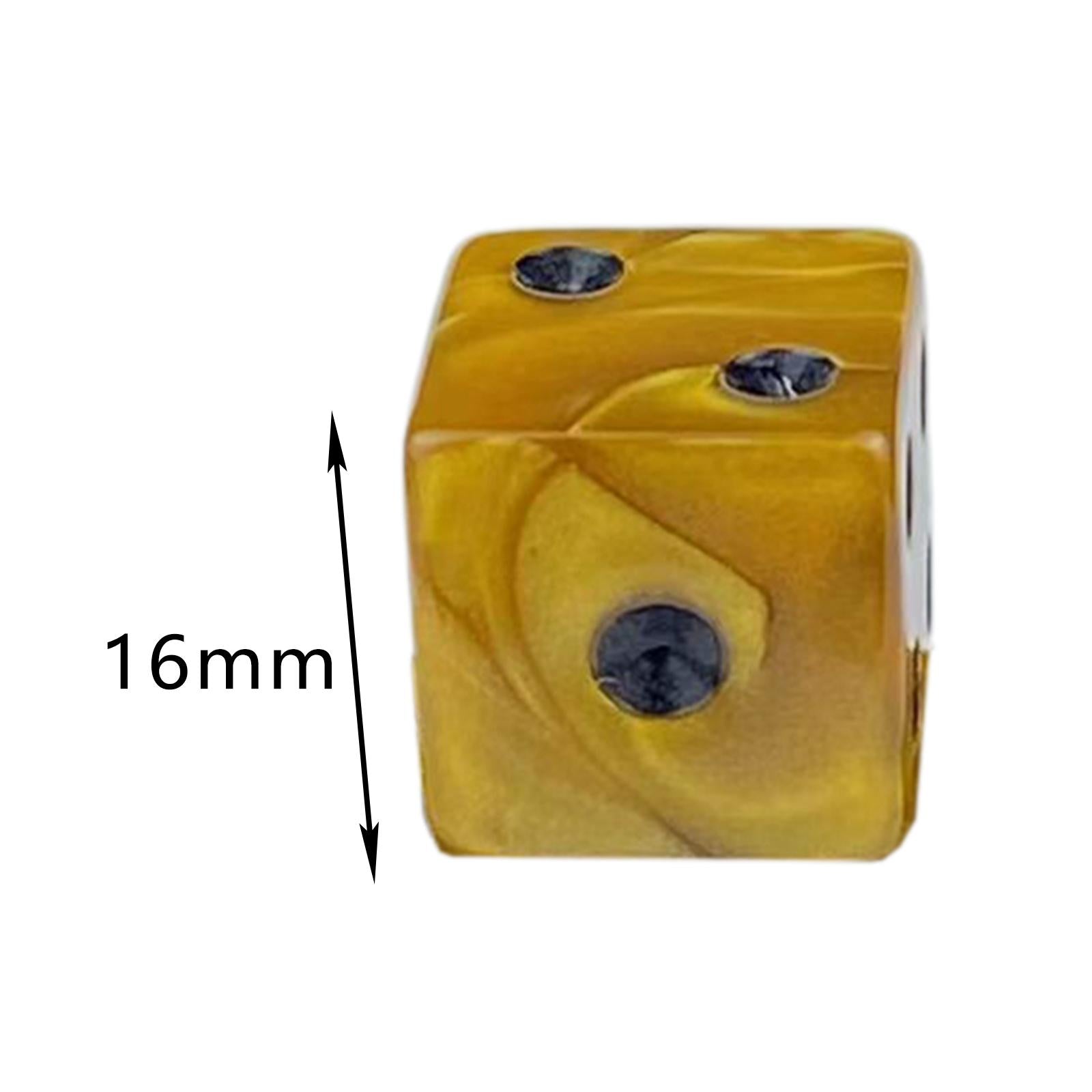 2x10x 6 Sided Dices Set Entertainment Toys 16mm Dices for Table Game Card Game Yellow