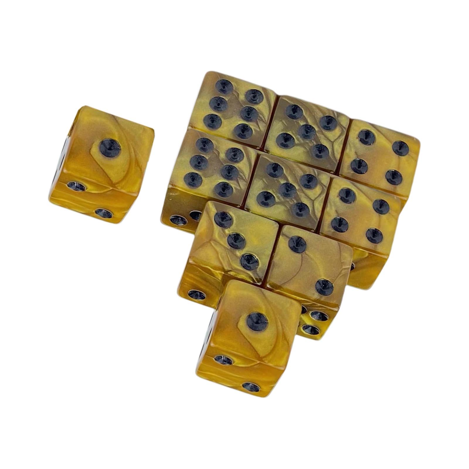 3x10x 6 Sided Dices Set Entertainment Toys 16mm Dices for Table Game Card Game Yellow