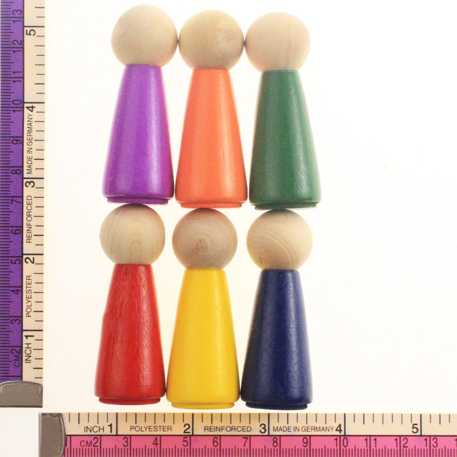 2x6x Wooden Peg Dolls Tiny People Figures Educational for Toddlers Ornament