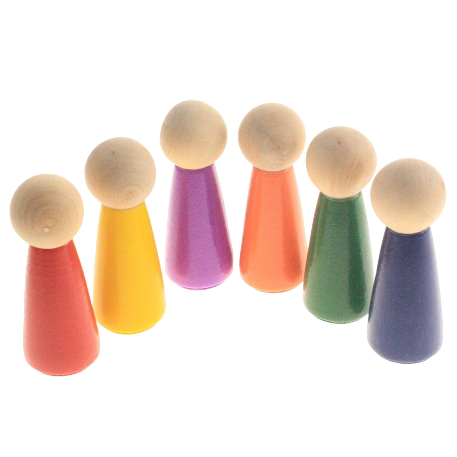 4x6x Wooden Peg Dolls Tiny People Figures Educational for Toddlers Ornament