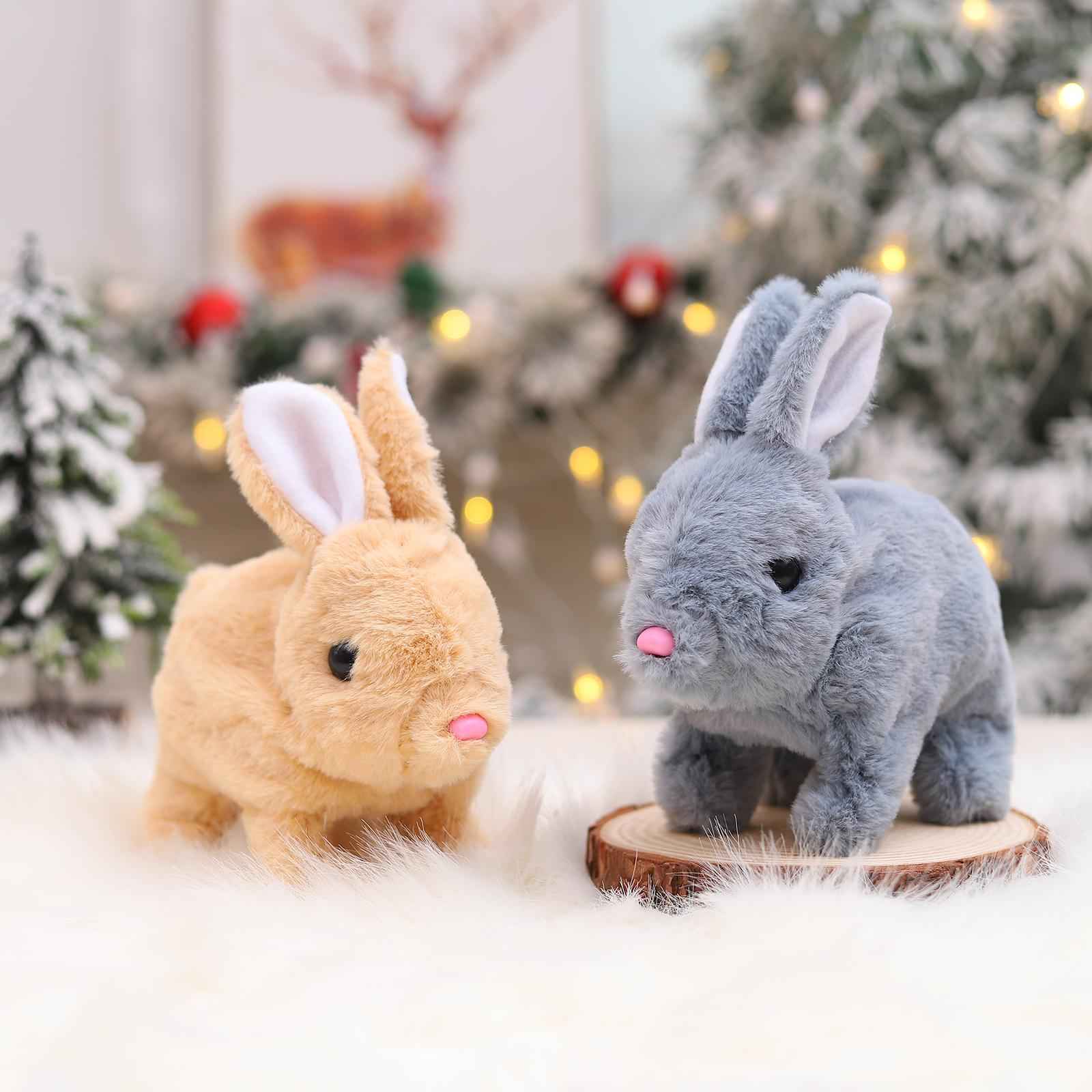 Interactive Rabbit Toy Stuffed Animal Bunny Doll for Party Favors Festival gray