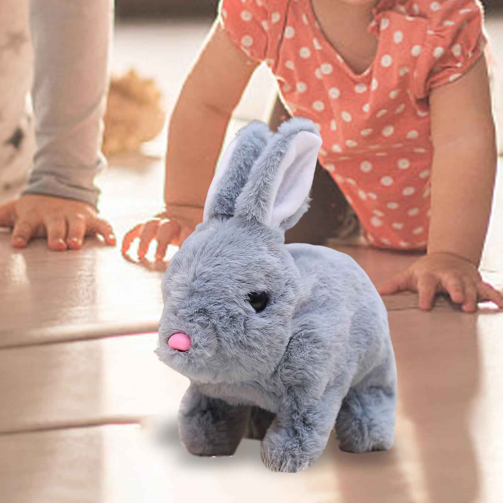 Interactive Rabbit Toy Stuffed Animal Bunny Doll for Party Favors Festival gray