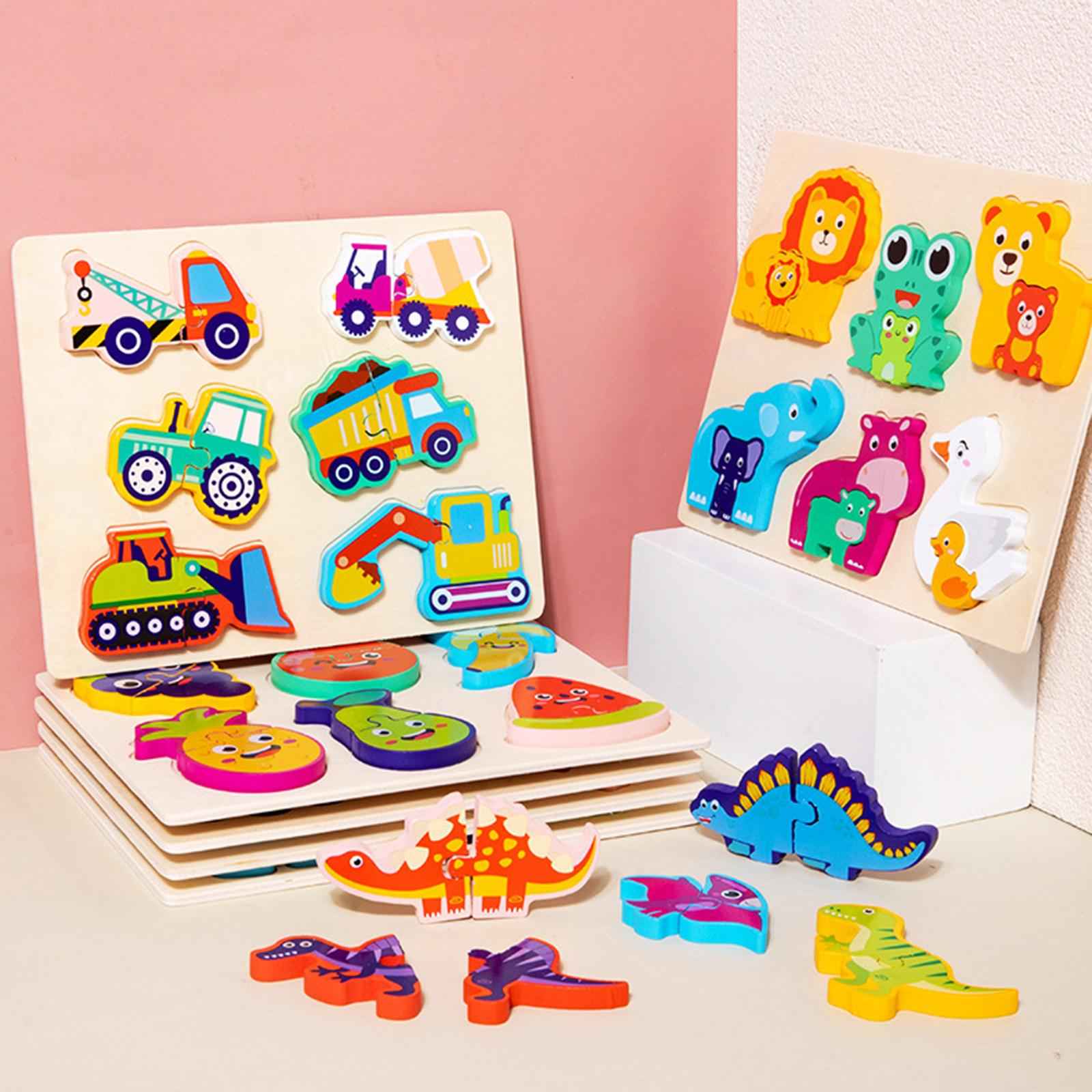 Wooden Jigsaw Puzzle Games Developmental Games for Age 4+ Years Old Toddlers Traffic