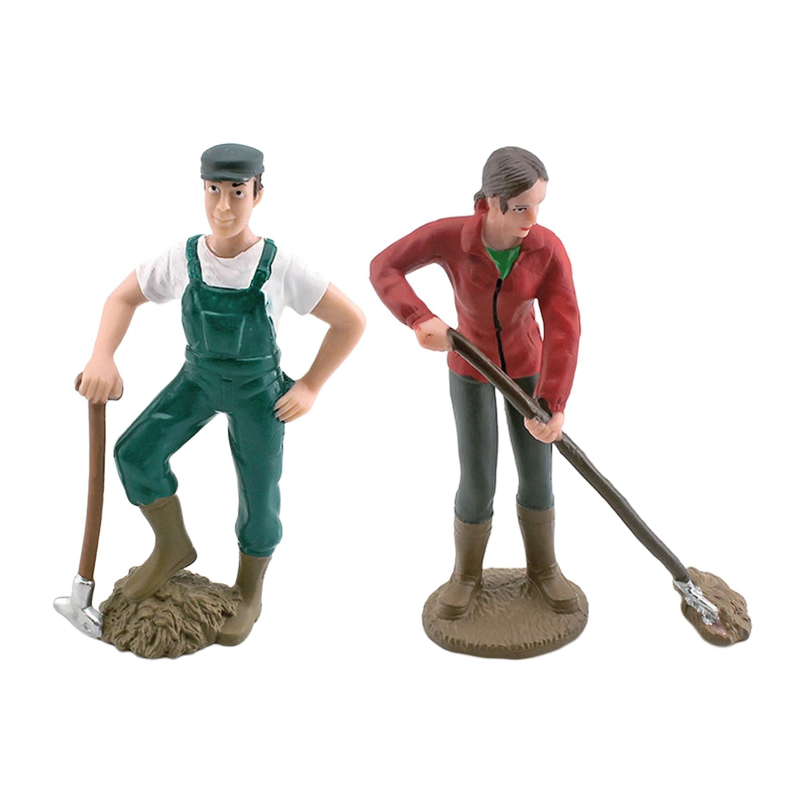 4xFarmer People Figures Realistic Farm Keeper Figurines for Reward Gift man farmer