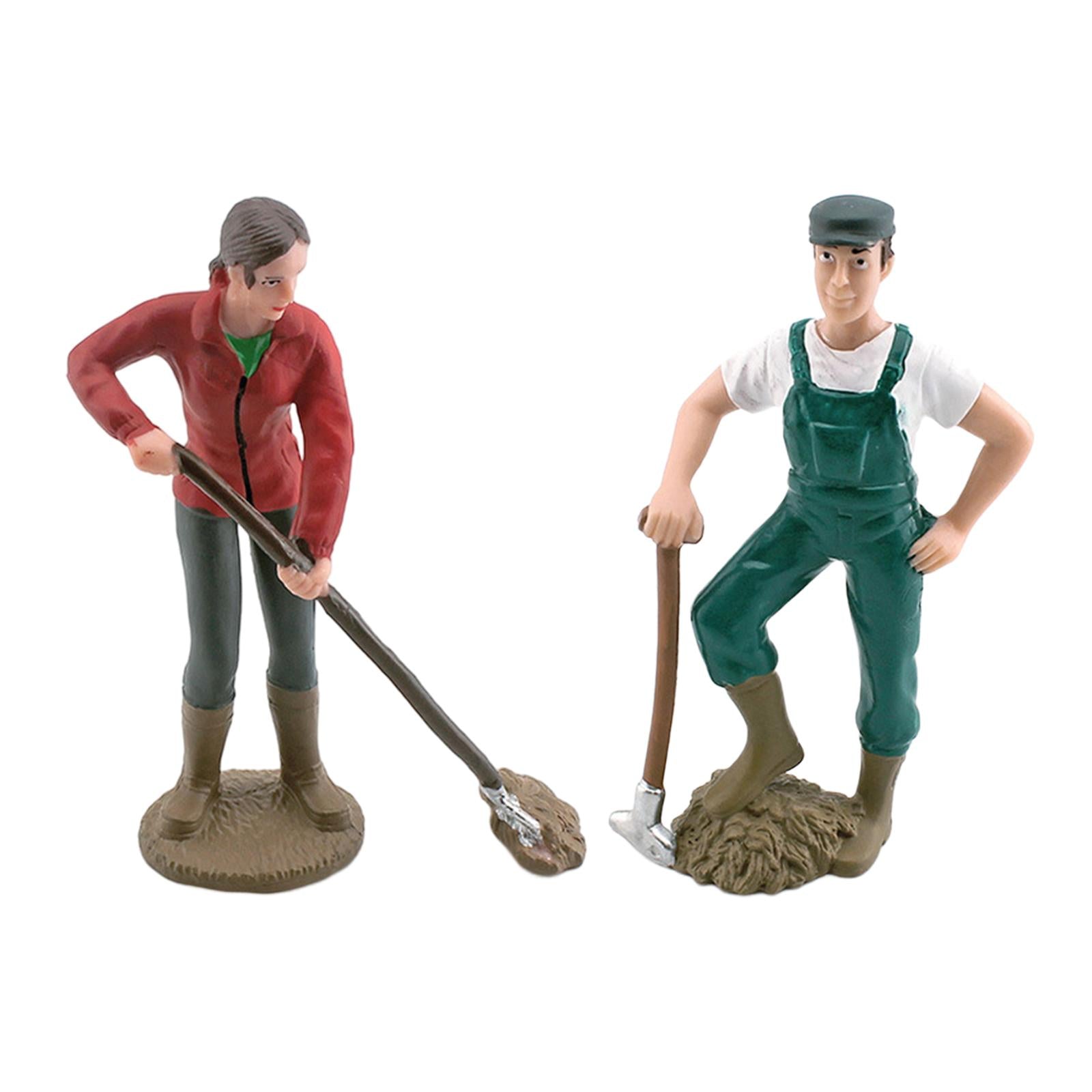 3xFarmer People Figures Realistic Farm Keeper Figurines for Reward Gift man farmer