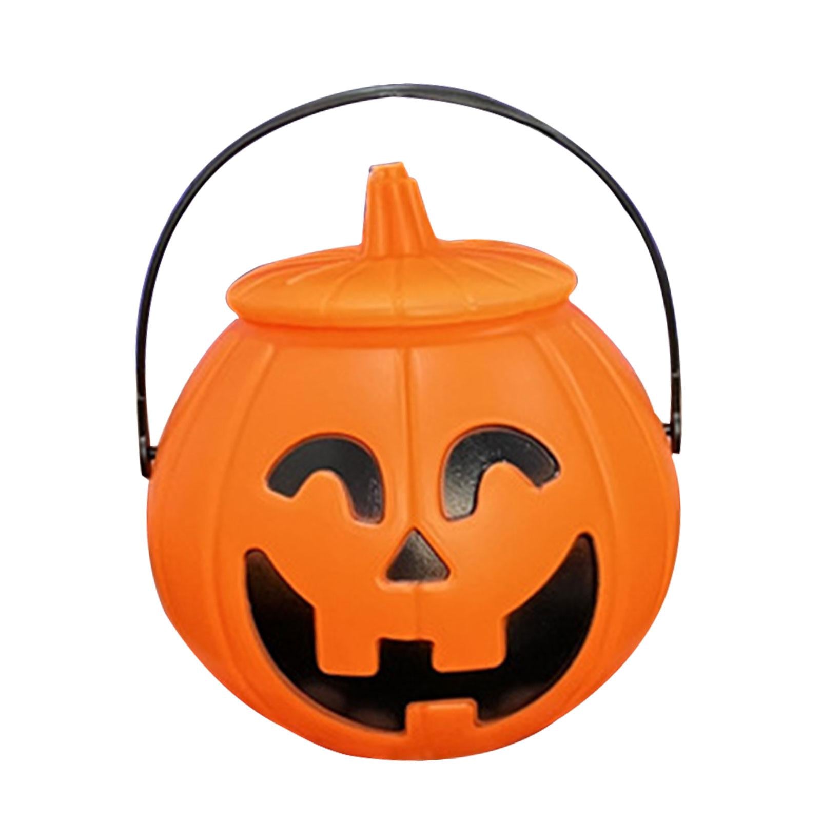 2xHalloween Pumpkin Buckets Props Jar with Lid Gift Basket Candy Bucket Holder