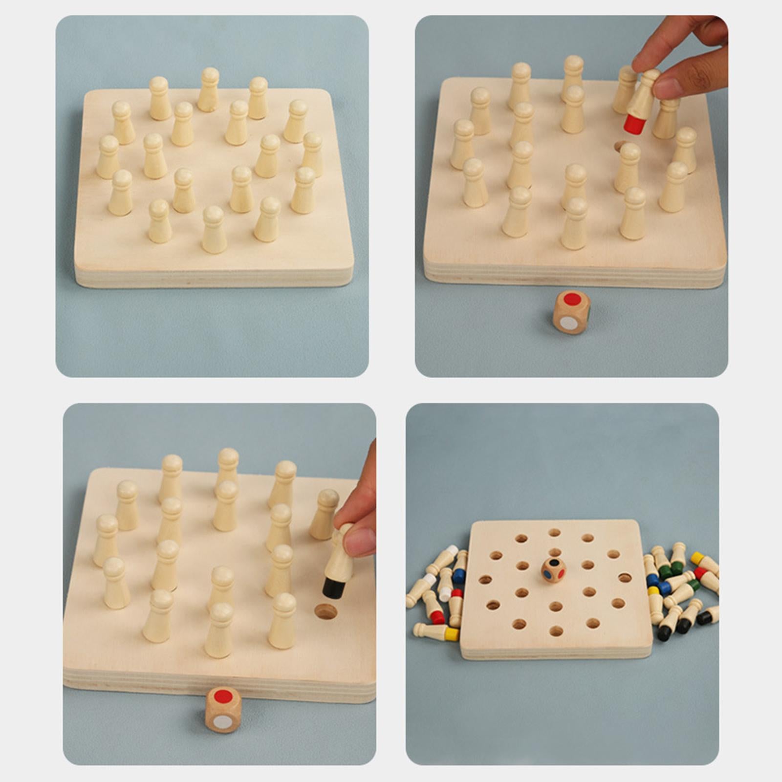 Wooden Memory Chess Game Color Memory Matching Game for Toddlers Kids Adults