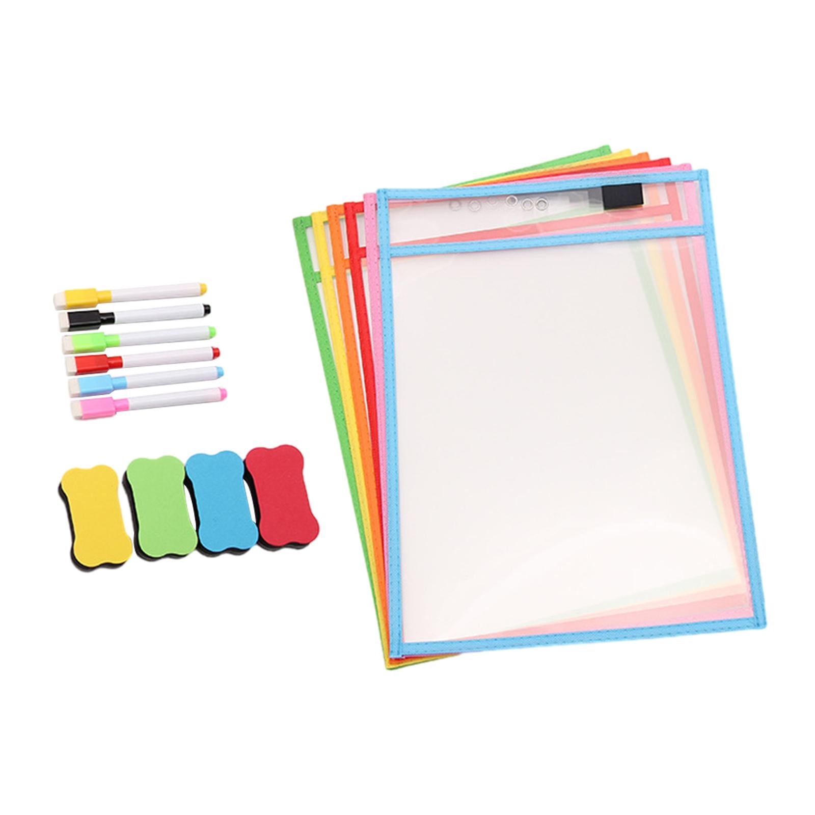 6 Pieces Arid Erase Pockets with Grommet Eyelets Stationery Arid Erase Sleeves