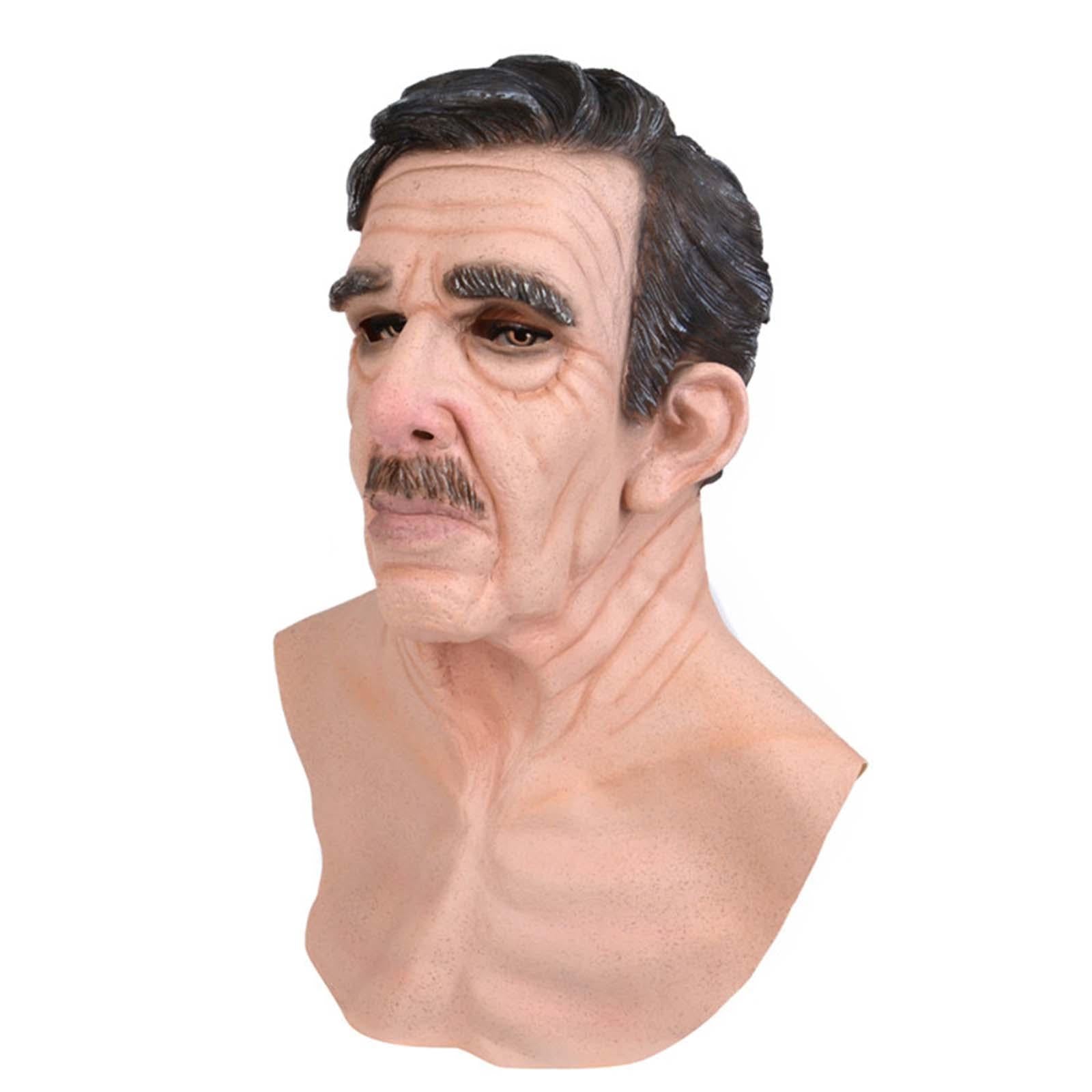 Realistic Old Man Mask Full Head Mask for Fancy Dress Parties Party Theaters Style B