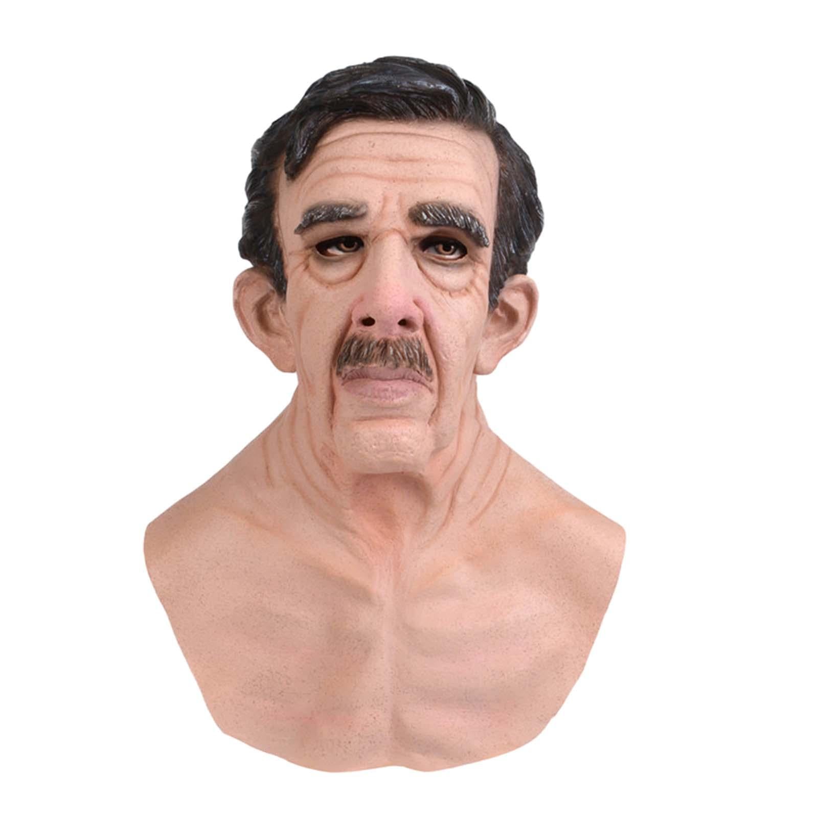 Realistic Old Man Mask Full Head Mask for Fancy Dress Parties Party Theaters Style B