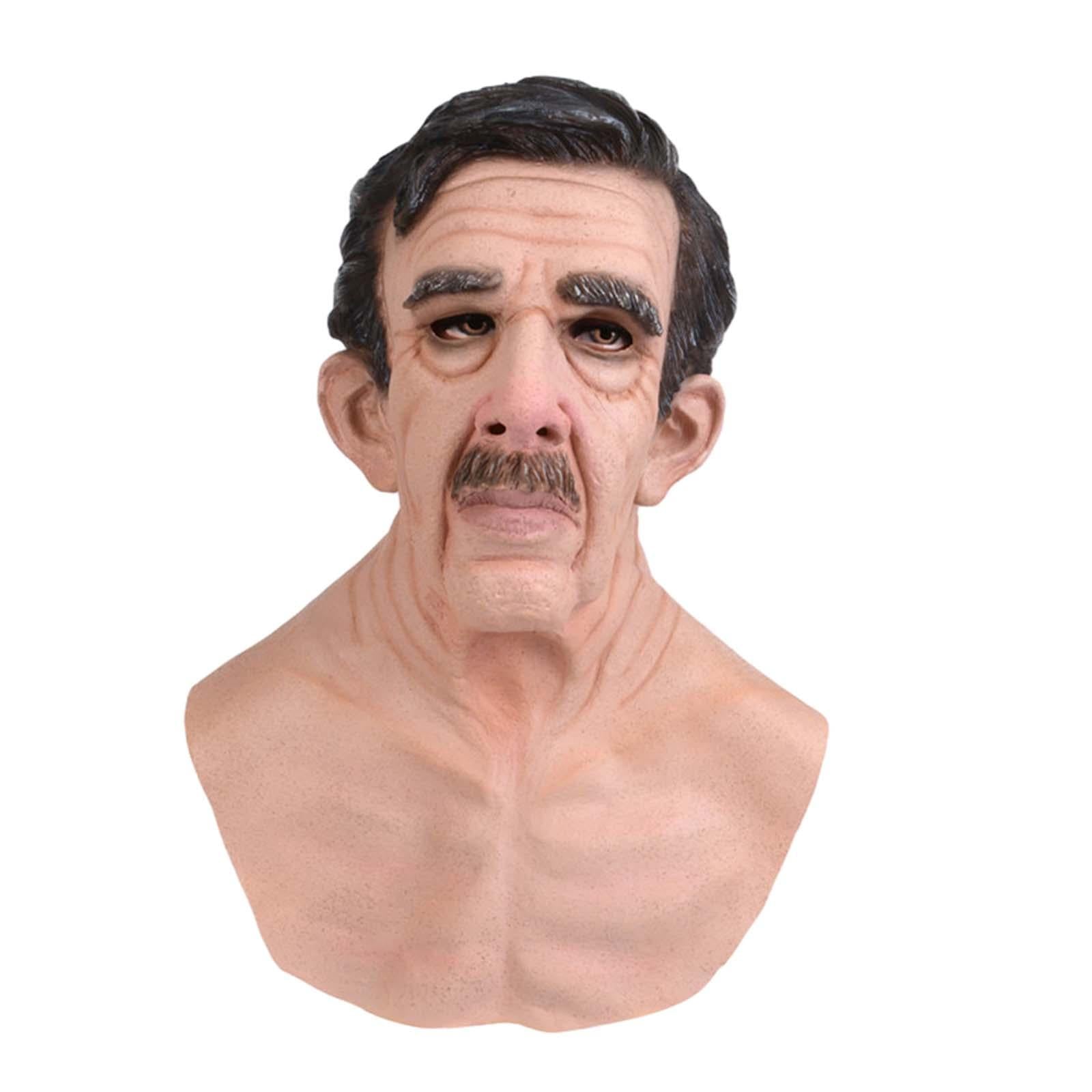 Realistic Old Man Mask Full Head Mask for Fancy Dress Parties Party Theaters Style B
