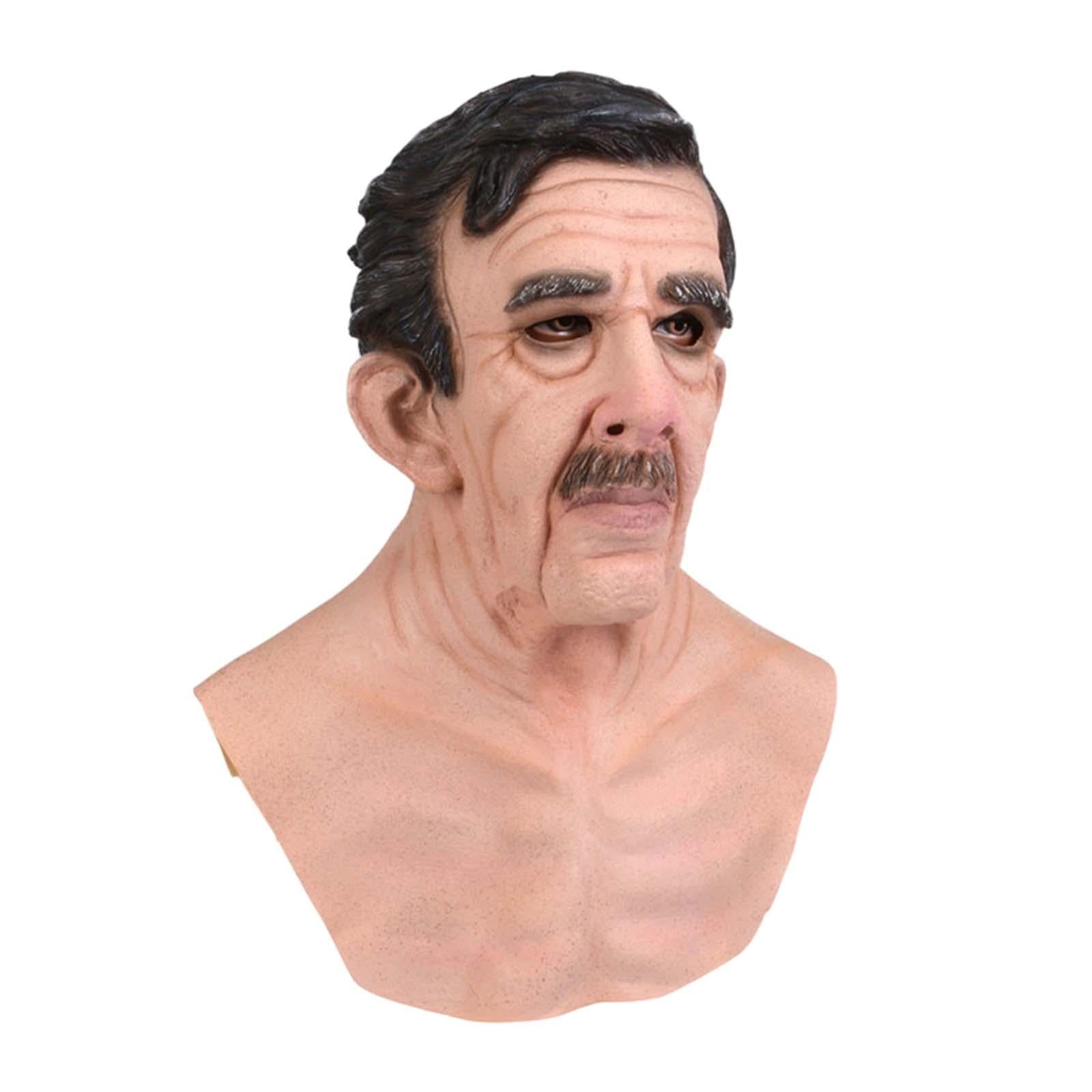 Realistic Old Man Mask Full Head Mask for Fancy Dress Parties Party Theaters Style B