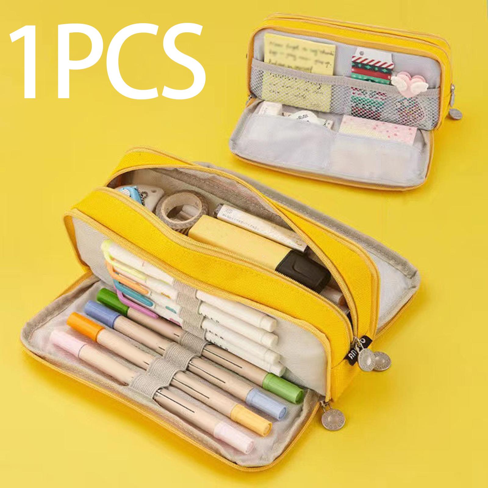 Pen Pouch Children Storage Portable School Kids Pencil Case Gift Yellow