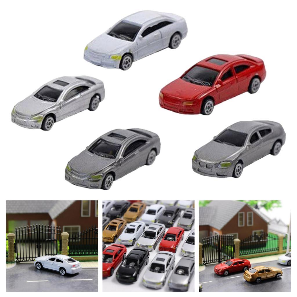 2x5Pcs Mini Scale Model Car 1:87 Trains Landscape Building Diorama Decoration