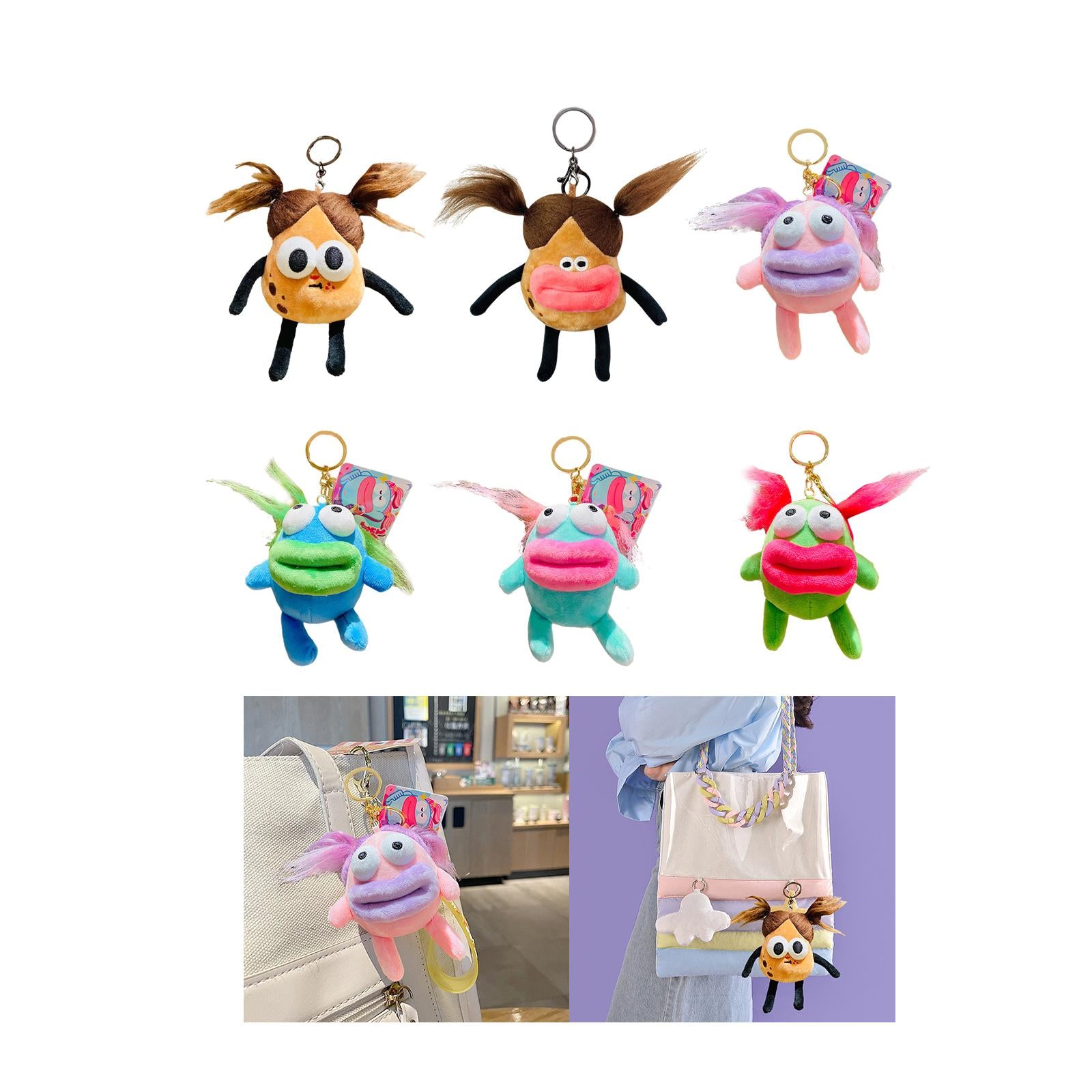 Plush Doll Keychain Stuffed Animal Key Pendant for Graduation Backpack Purse Style A