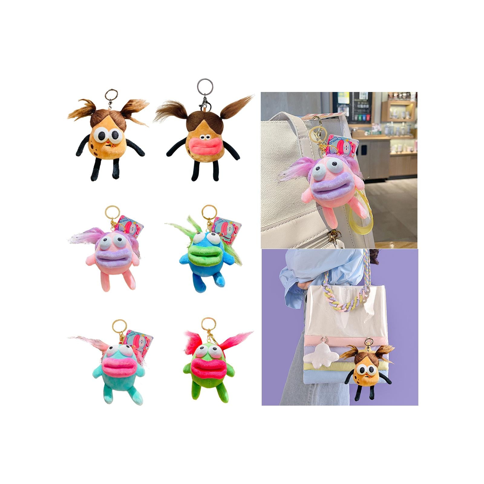 Plush Doll Keychain Stuffed Animal Key Pendant for Graduation Backpack Purse Style A