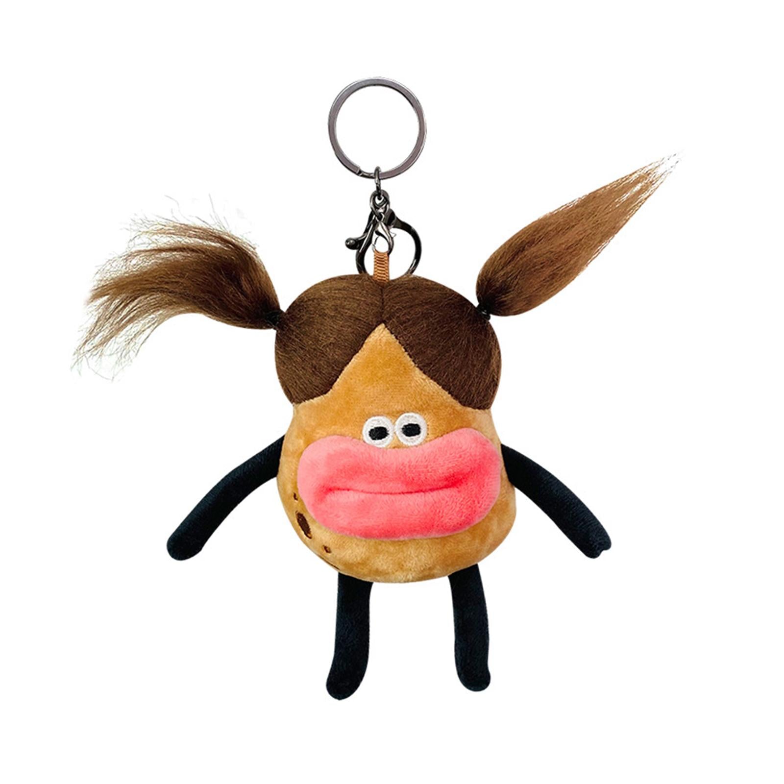 Plush Doll Keychain Stuffed Animal Key Pendant for Graduation Backpack Purse Style B