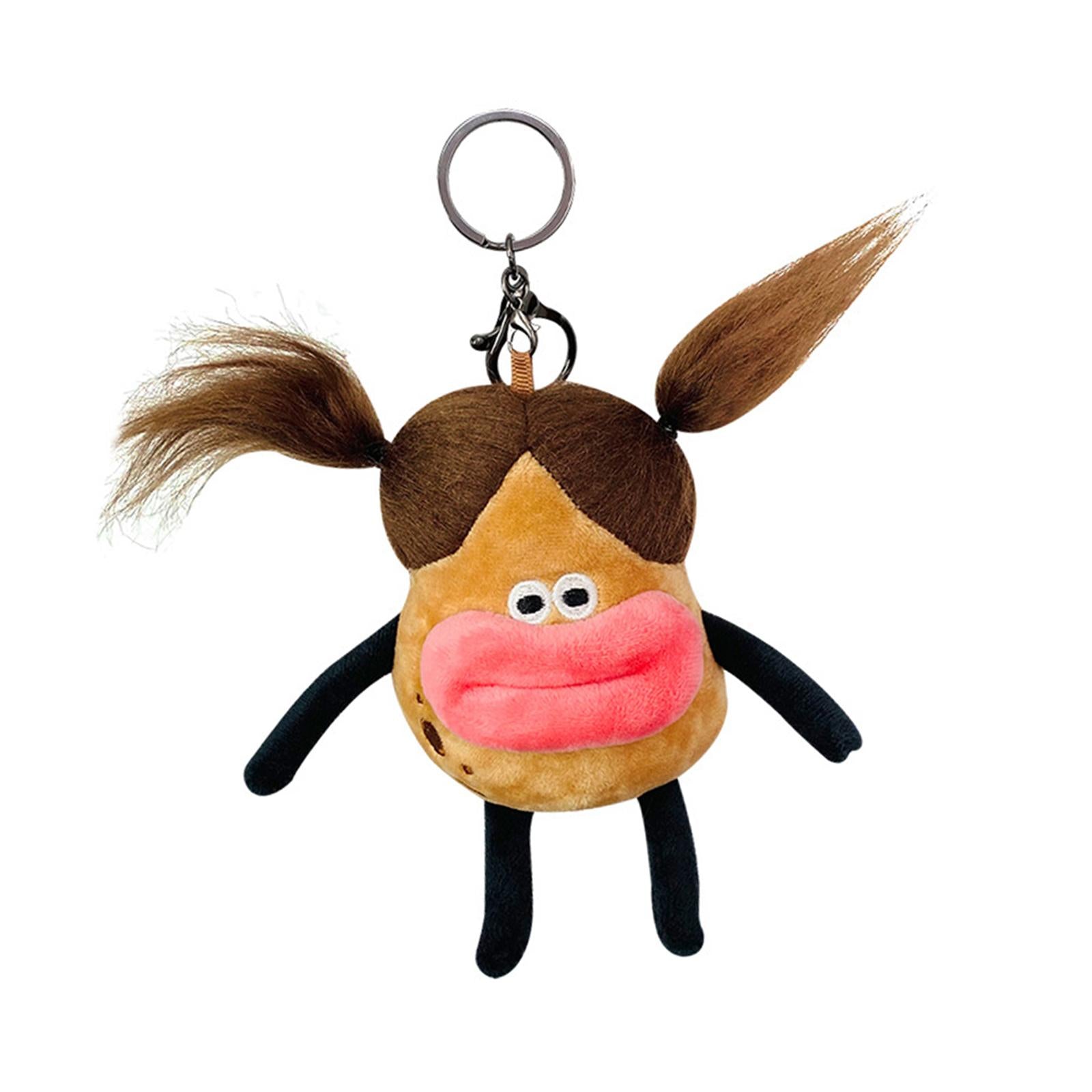 Plush Doll Keychain Stuffed Animal Key Pendant for Graduation Backpack Purse Style B