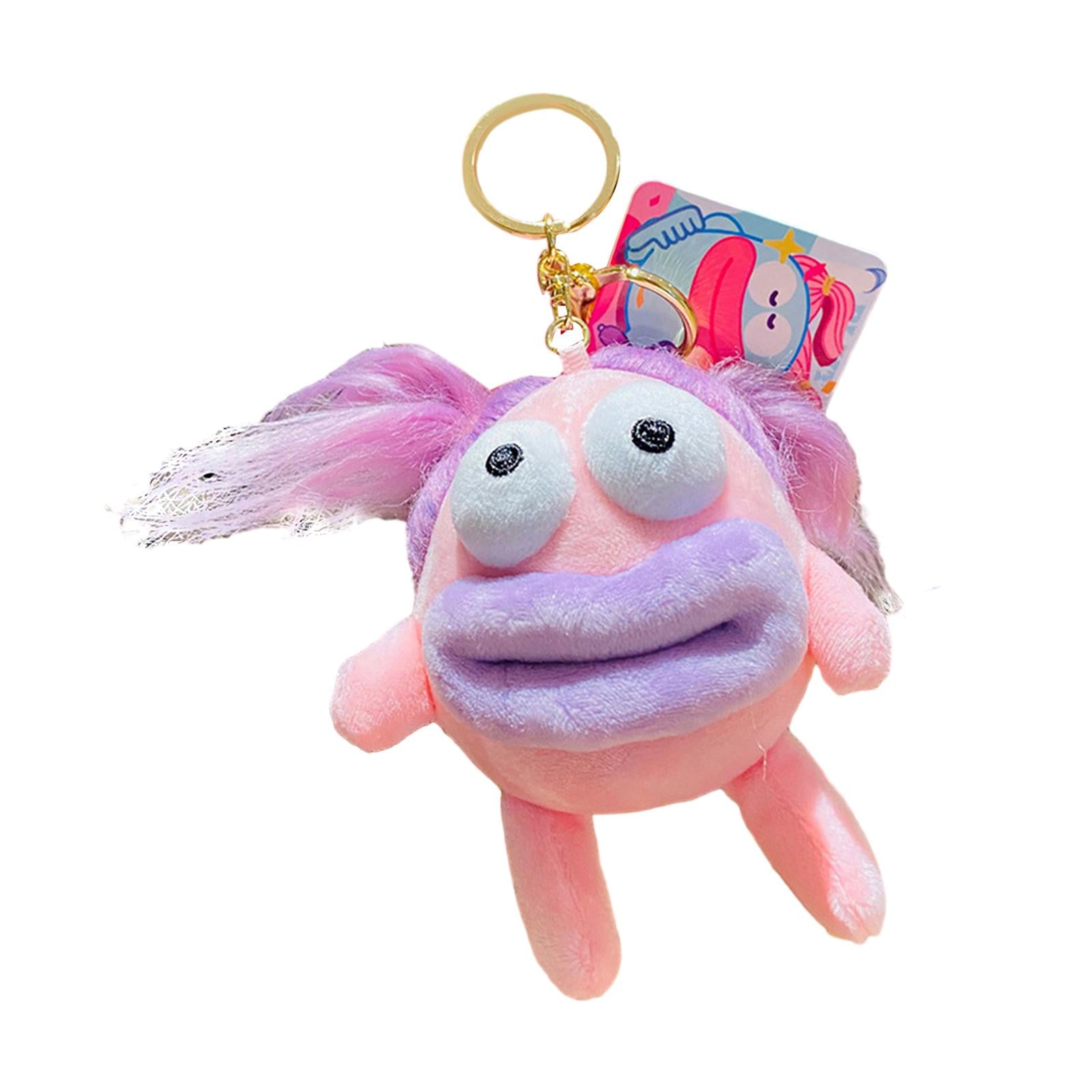 Plush Doll Keychain Stuffed Animal Key Pendant for Graduation Backpack Purse Pink