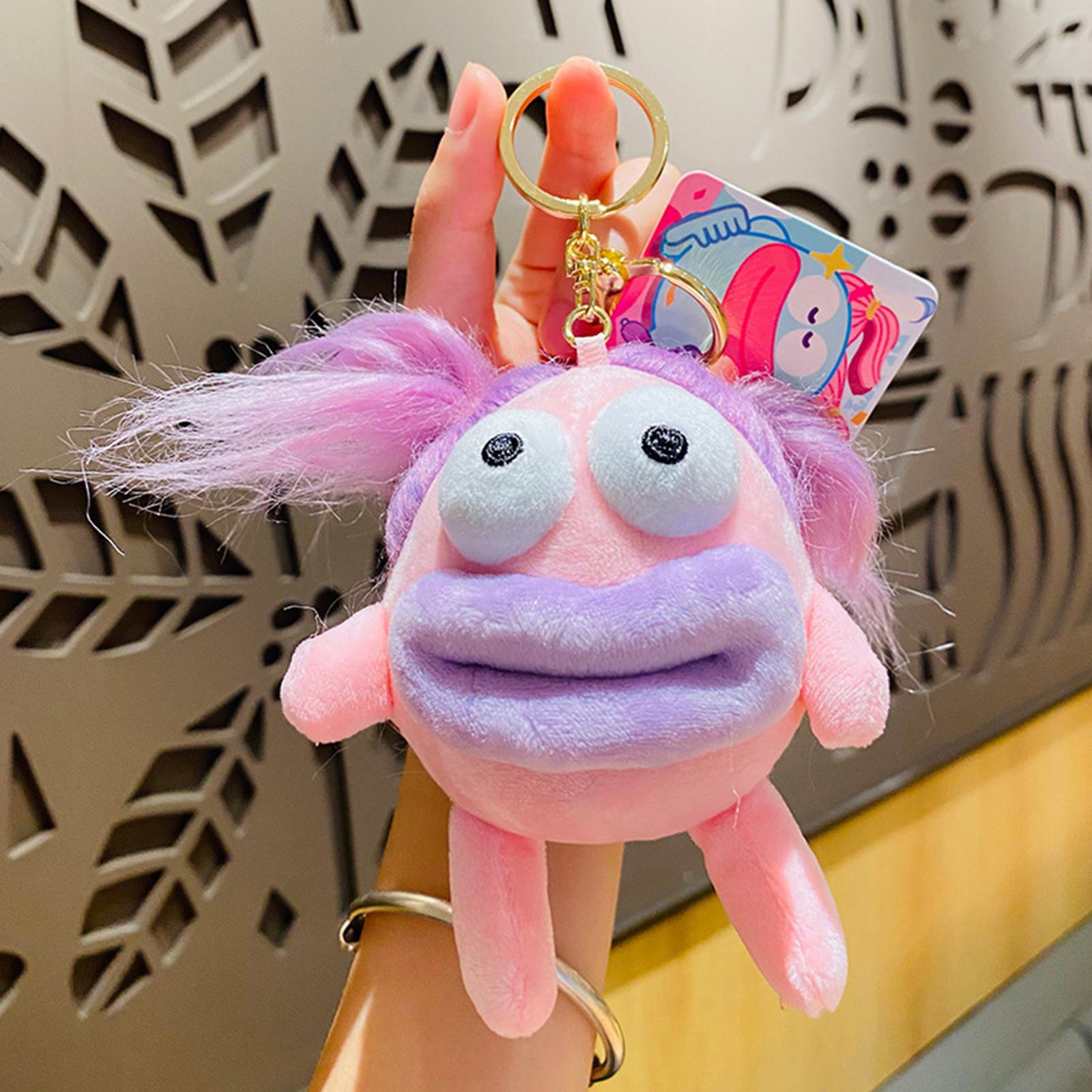Plush Doll Keychain Stuffed Animal Key Pendant for Graduation Backpack Purse Pink