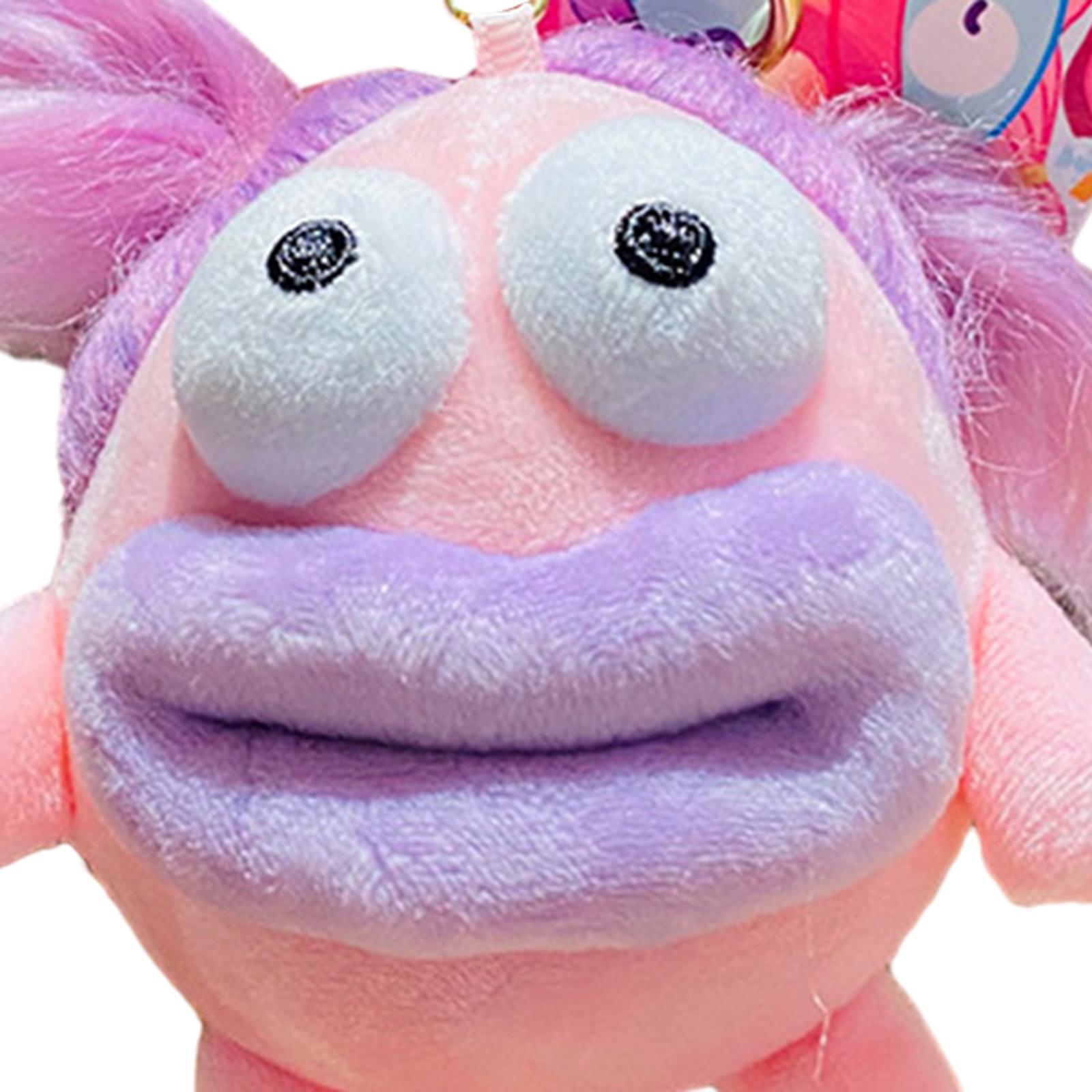 Plush Doll Keychain Stuffed Animal Key Pendant for Graduation Backpack Purse Pink
