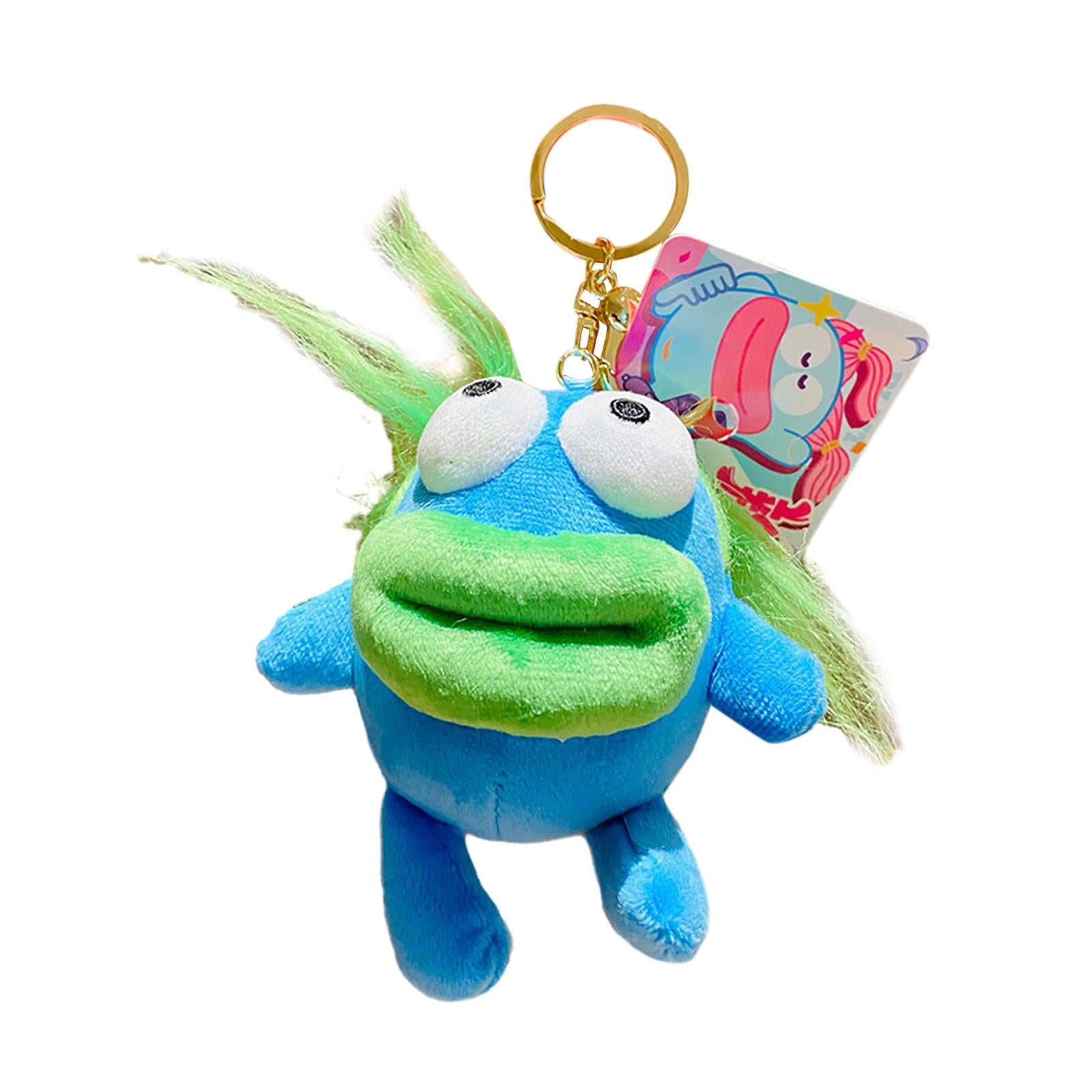 Plush Doll Keychain Stuffed Animal Key Pendant for Graduation Backpack Purse Blue Green