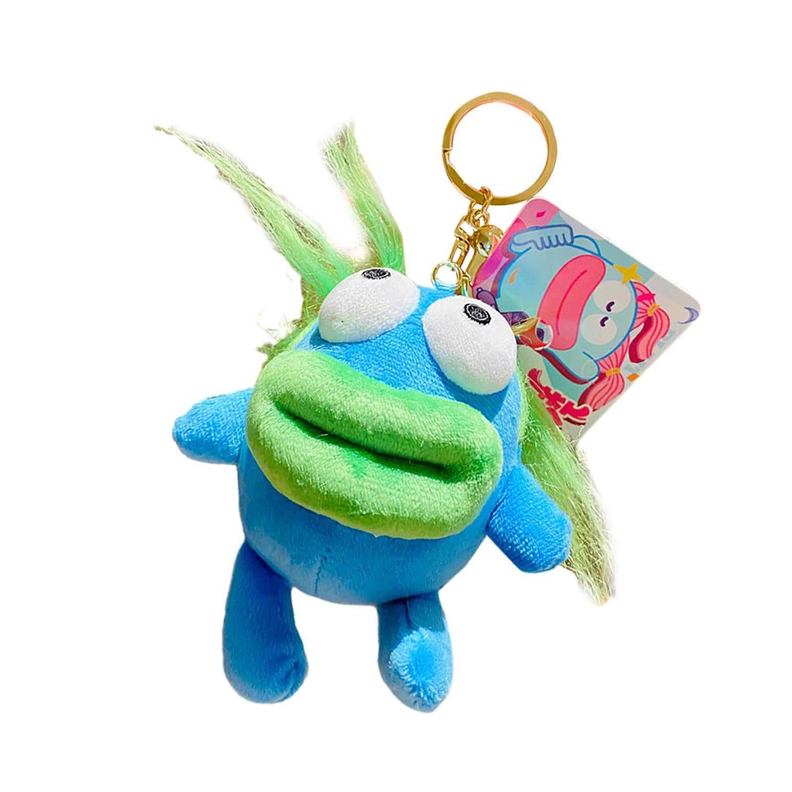 Plush Doll Keychain Stuffed Animal Key Pendant for Graduation Backpack Purse Blue Green
