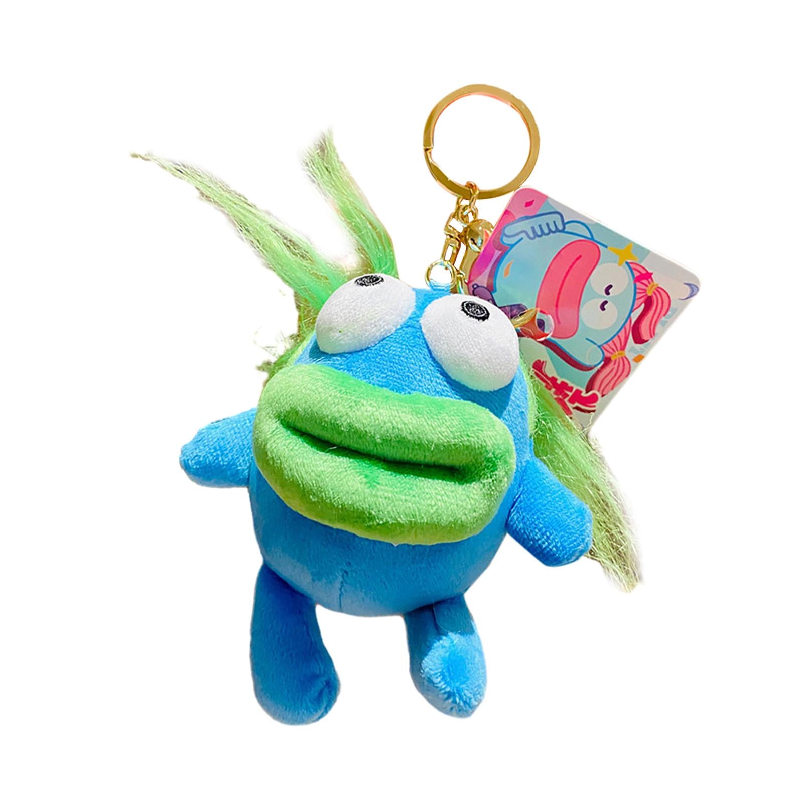 Plush Doll Keychain Stuffed Animal Key Pendant for Graduation Backpack Purse Blue Green