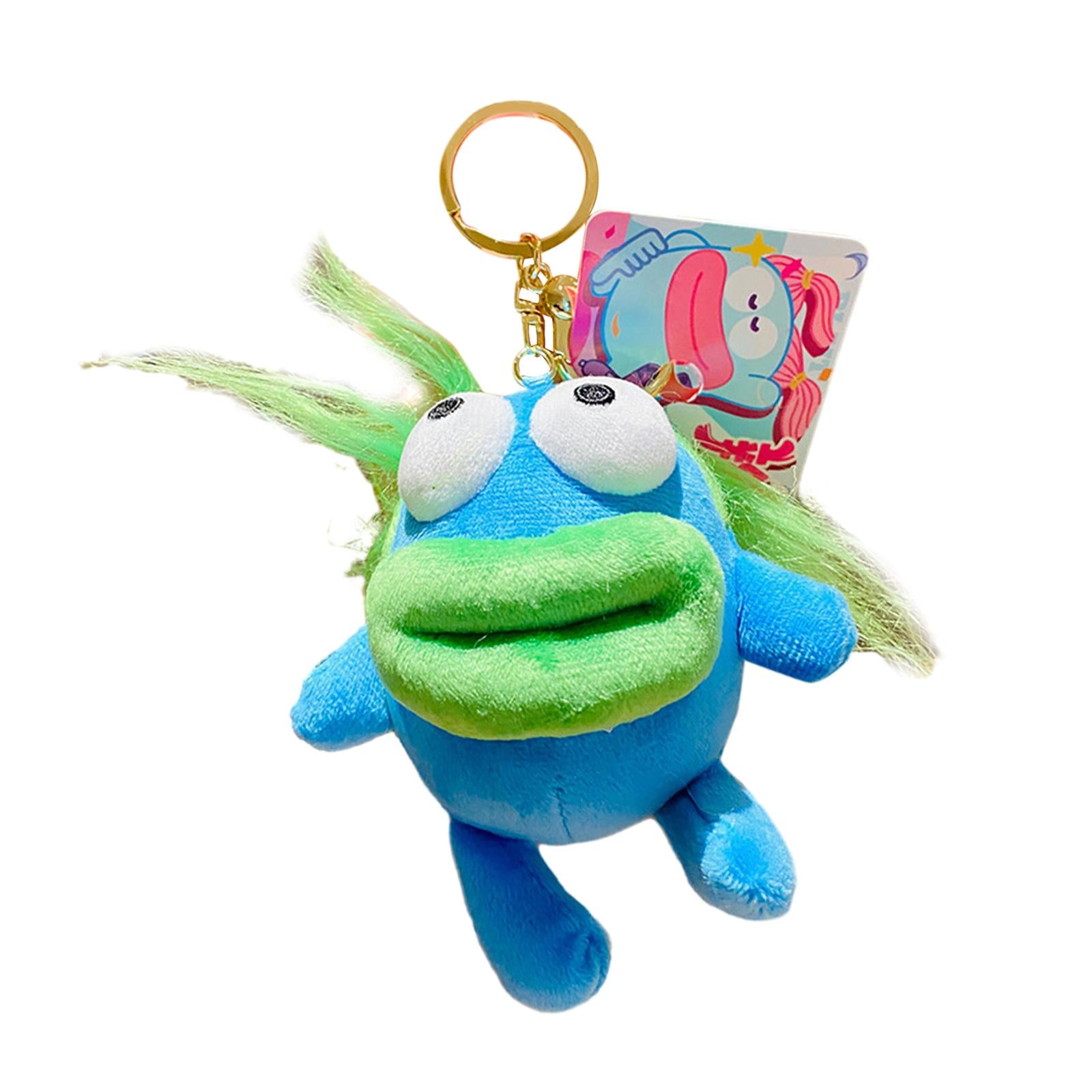 Plush Doll Keychain Stuffed Animal Key Pendant for Graduation Backpack Purse Blue Green