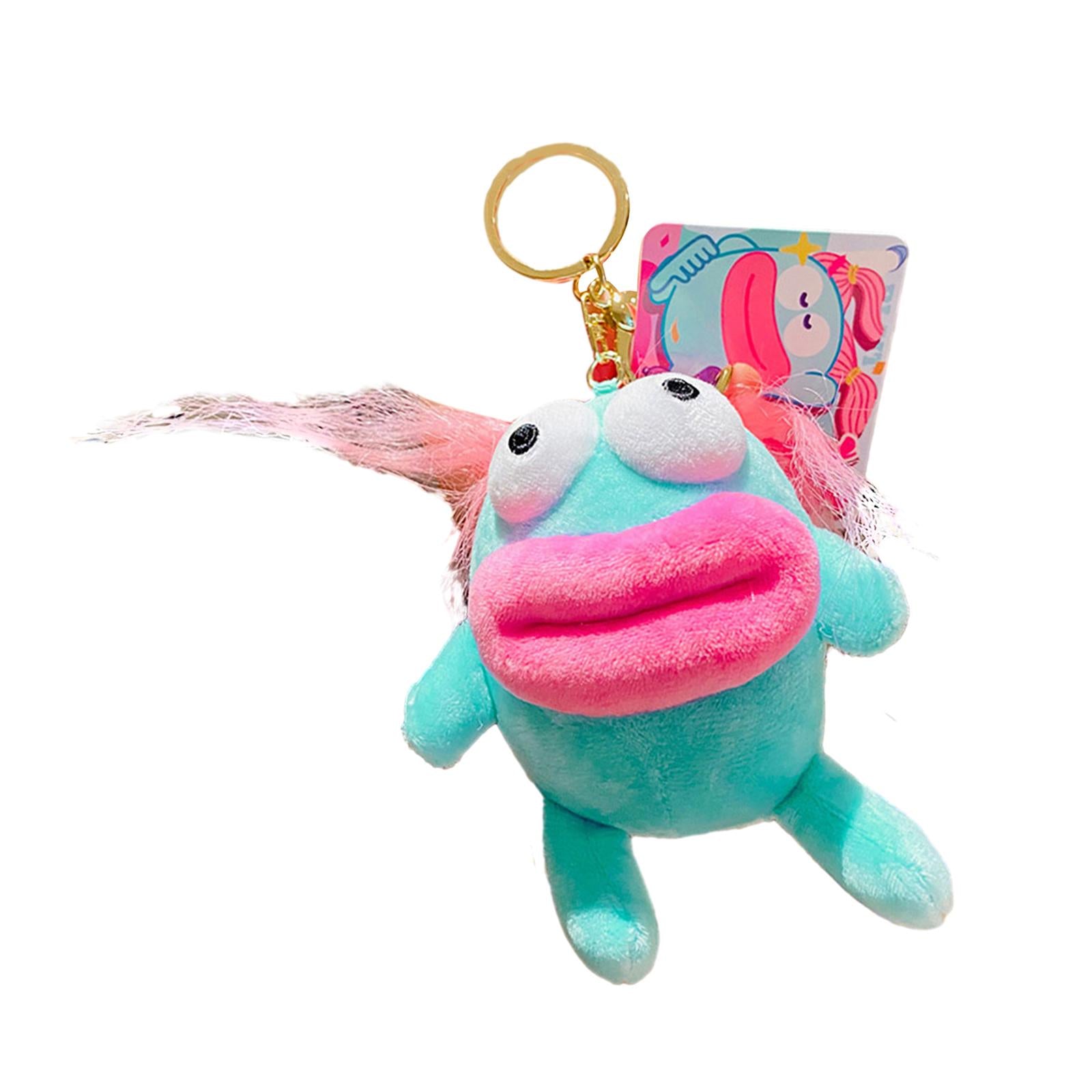 Plush Doll Keychain Stuffed Animal Key Pendant for Graduation Backpack Purse Blue Pink