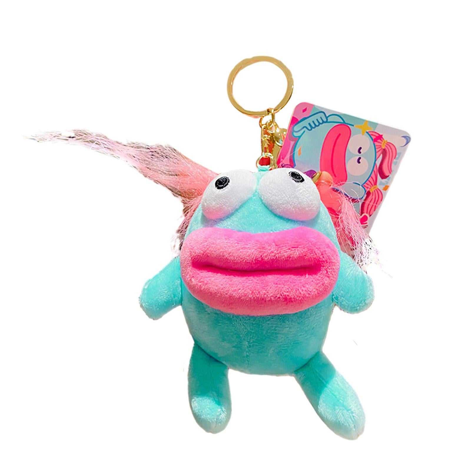 Plush Doll Keychain Stuffed Animal Key Pendant for Graduation Backpack Purse Blue Pink