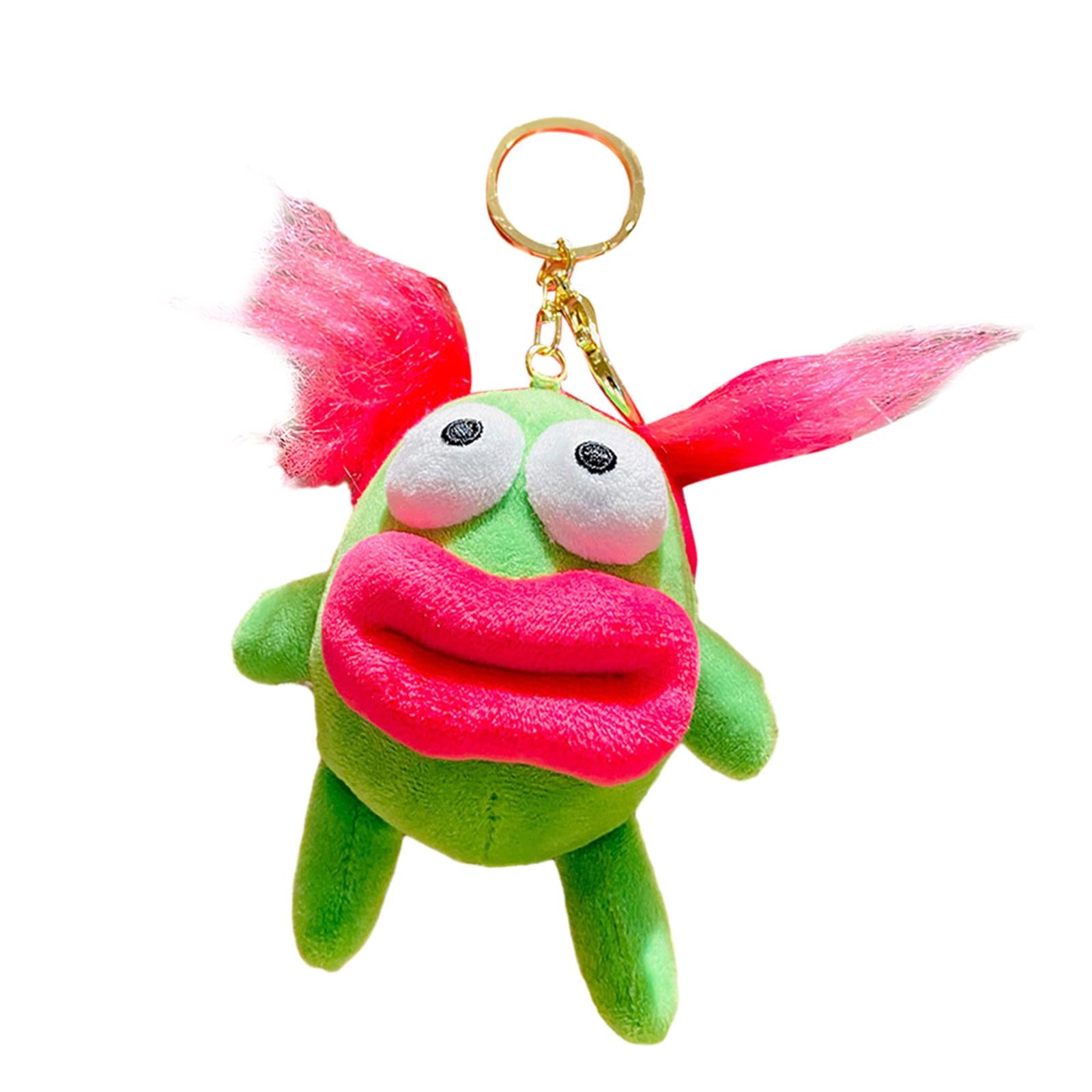 Plush Doll Keychain Stuffed Animal Key Pendant for Graduation Backpack Purse Green