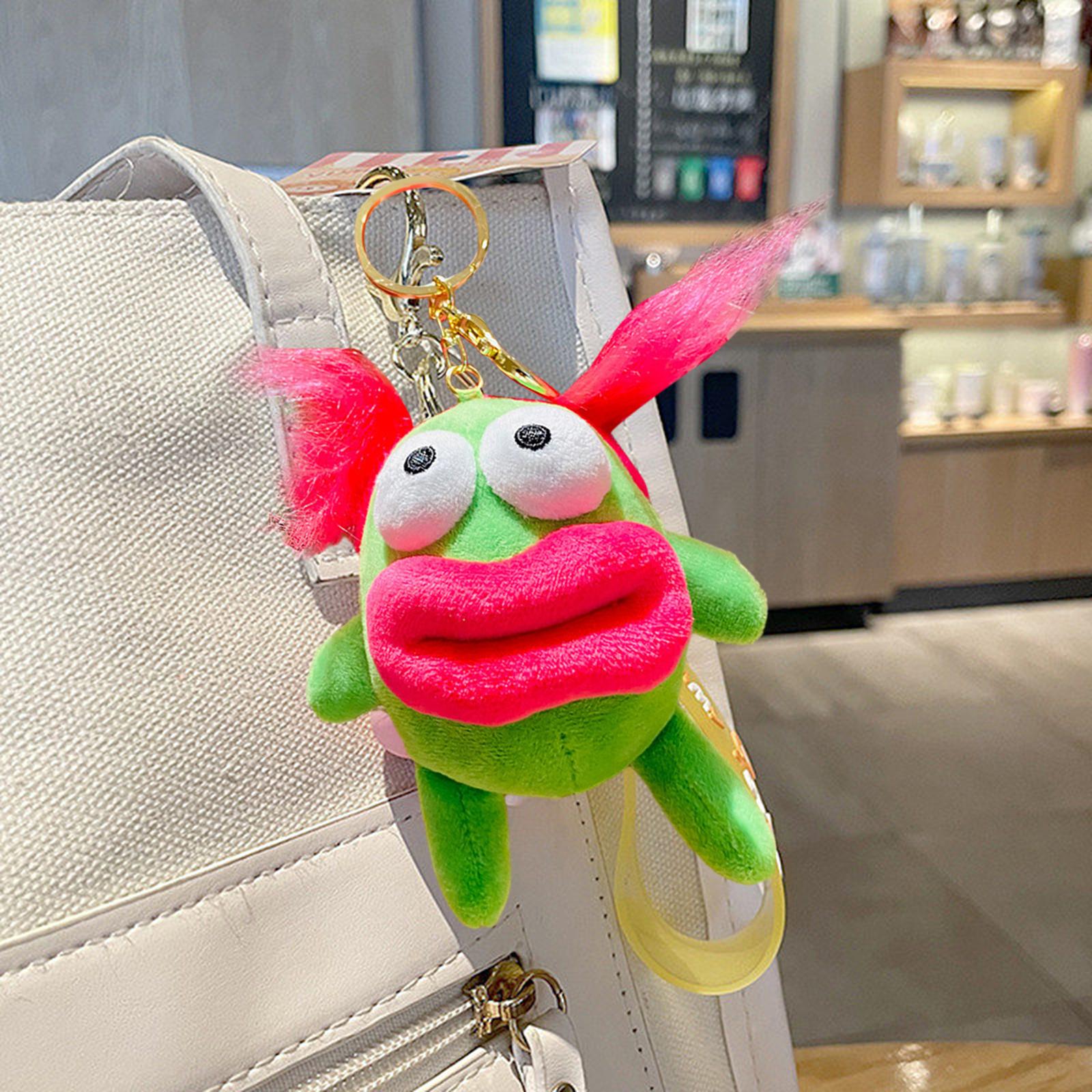 Plush Doll Keychain Stuffed Animal Key Pendant for Graduation Backpack Purse Green