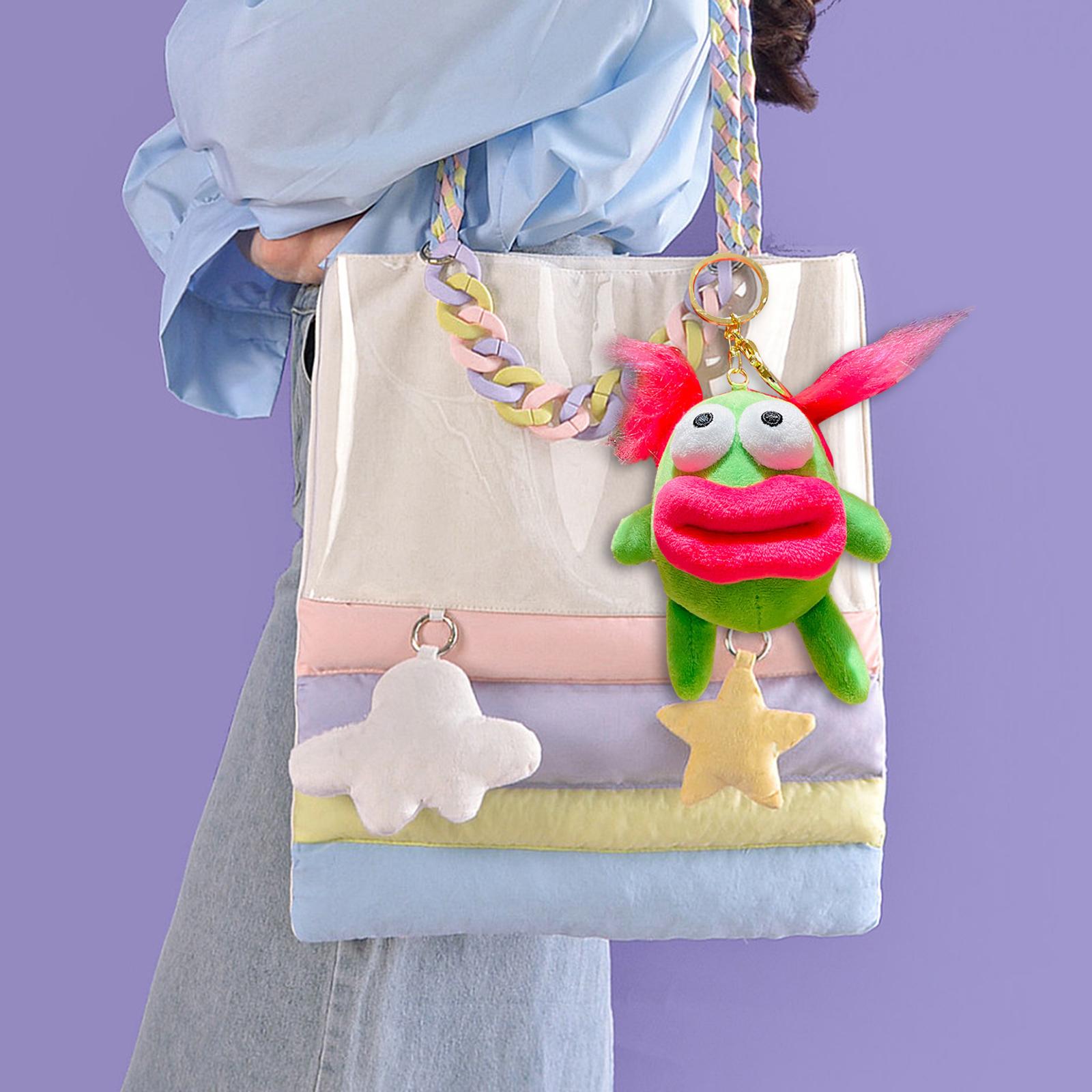 Plush Doll Keychain Stuffed Animal Key Pendant for Graduation Backpack Purse Green